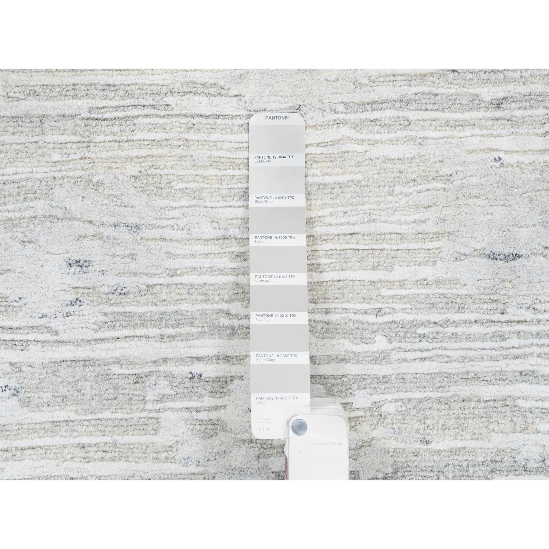 2'7"x8'3" Gray Hand Spun Undyed Natural Wool Modern Hand Knotted Runner Oriental Rug Sh64148