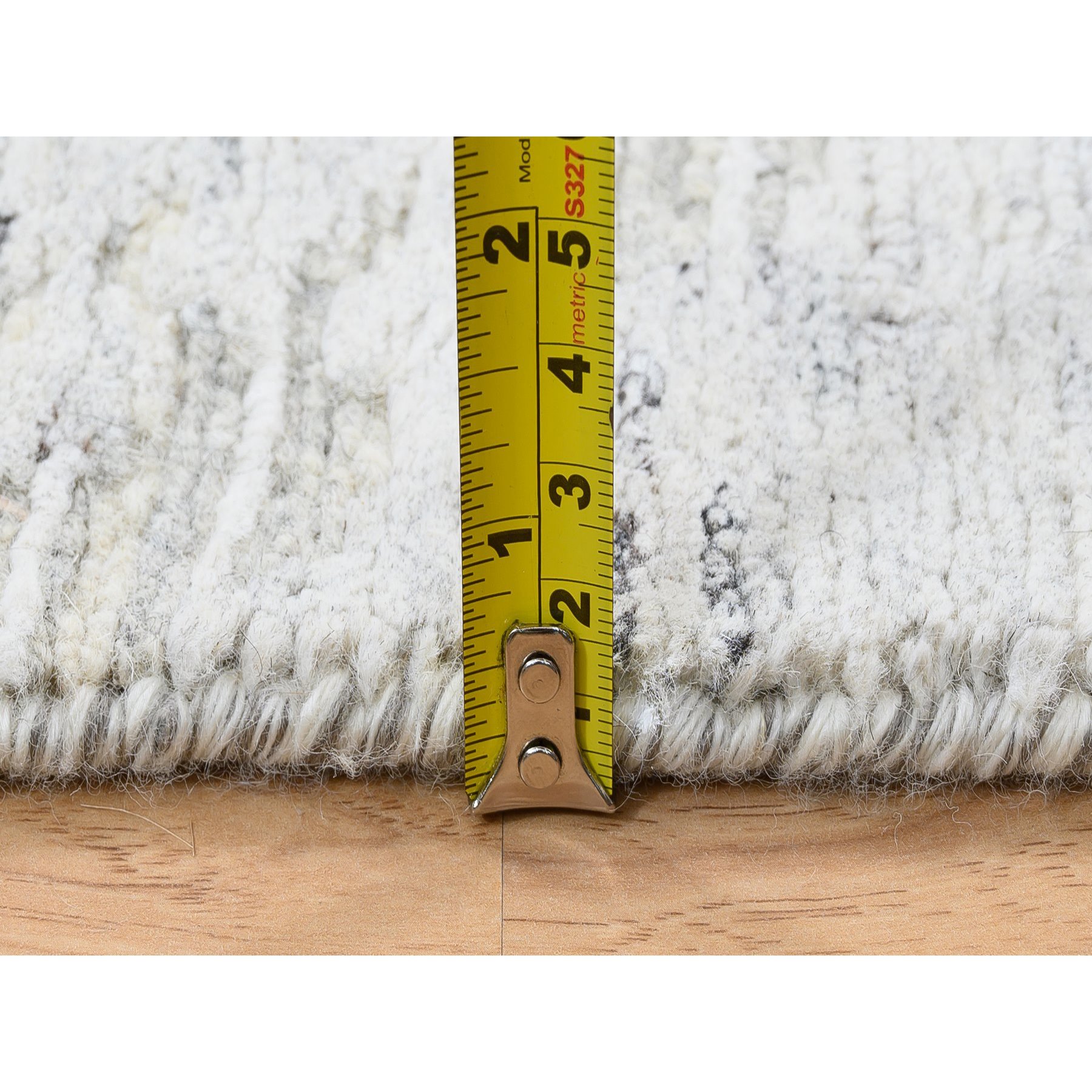 2'7"x8'3" Gray Hand Spun Undyed Natural Wool Modern Hand Knotted Runner Oriental Rug Sh64148