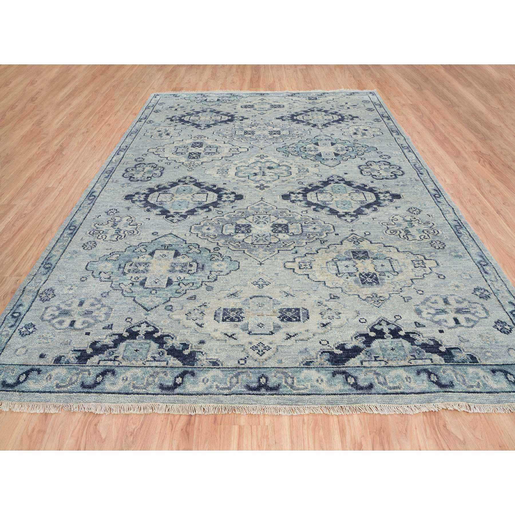 8'10"x11'10" Silver Gray, Pure Wool Hand Knotted, Anatolian Design Supple Collection Thick and Plush, Oriental Rug Sh64520