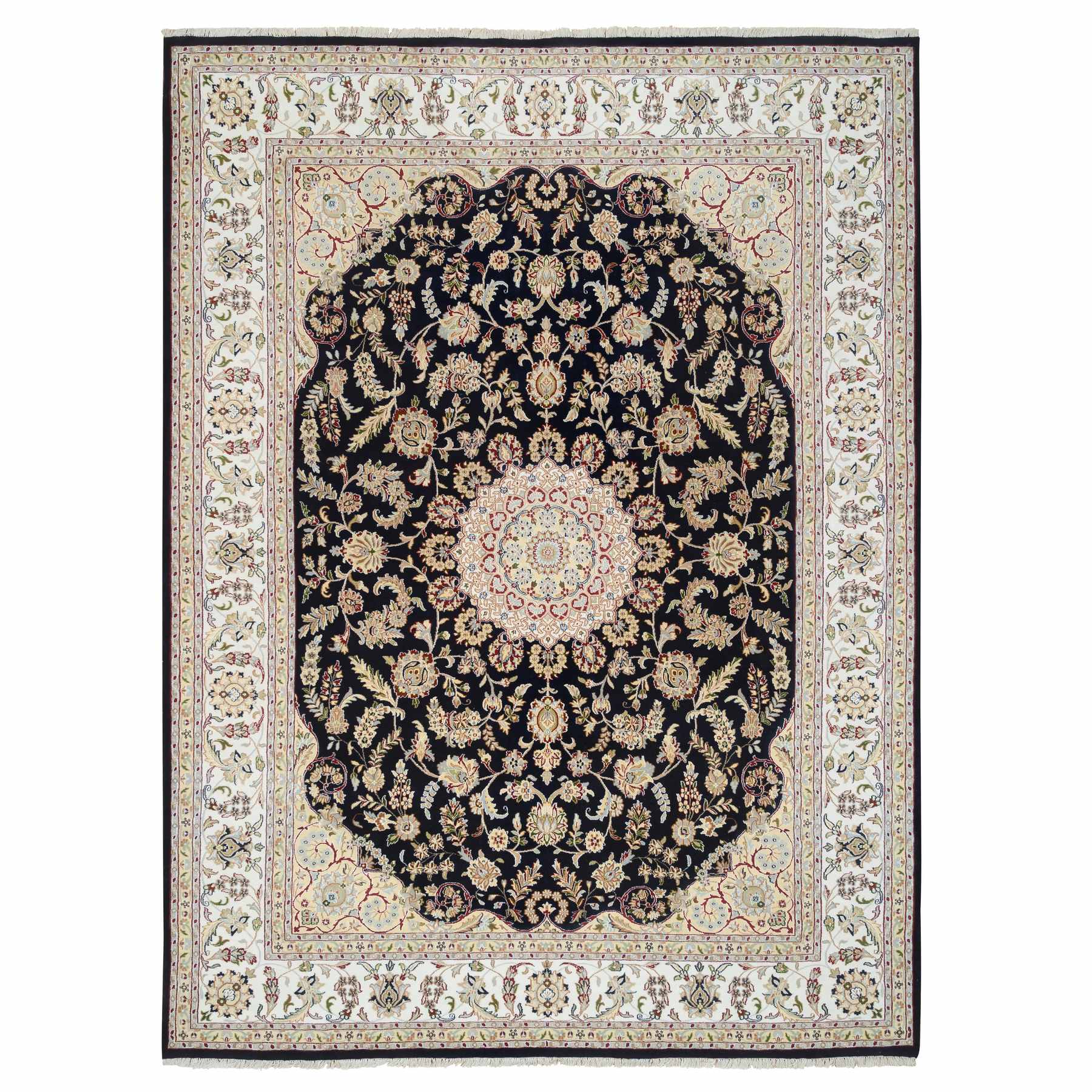 traditional Silk Hand-Knotted Area Rug 9'0