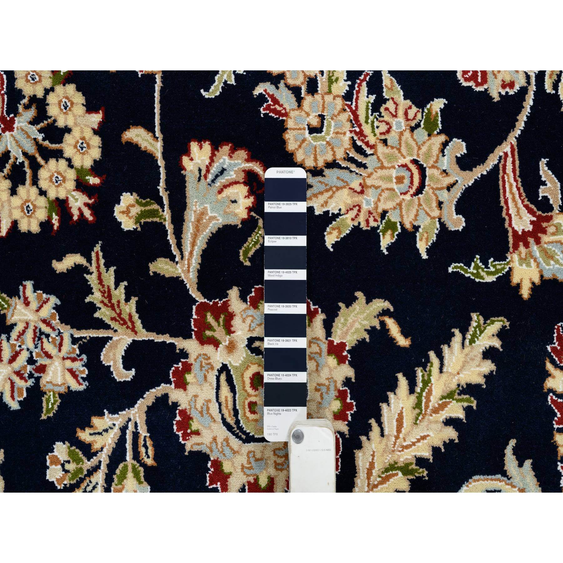9'10"x14'3" Midnight Blue, Hand Knotted, Nain with Flower Medallion Design, Wool, 250 KPSI, Oriental Rug Sh64744