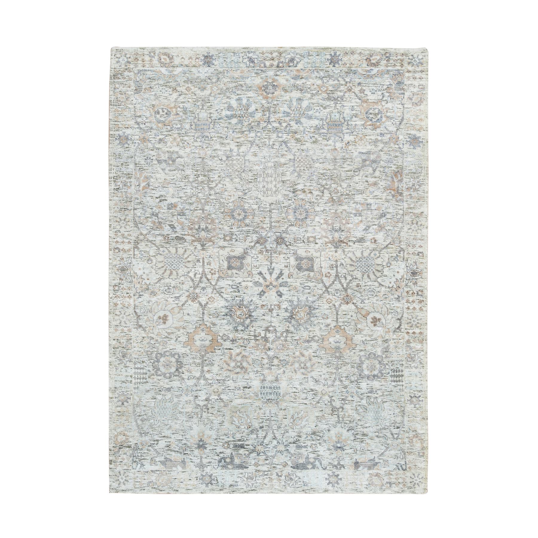  Silk Hand-Knotted Area Rug 4'2
