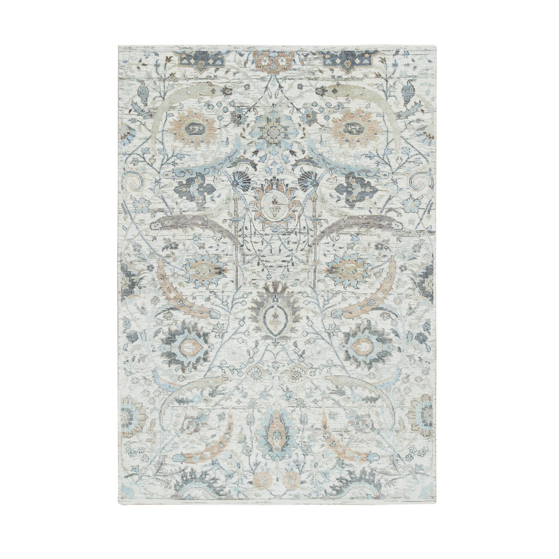  Silk Hand-Knotted Area Rug 4'2