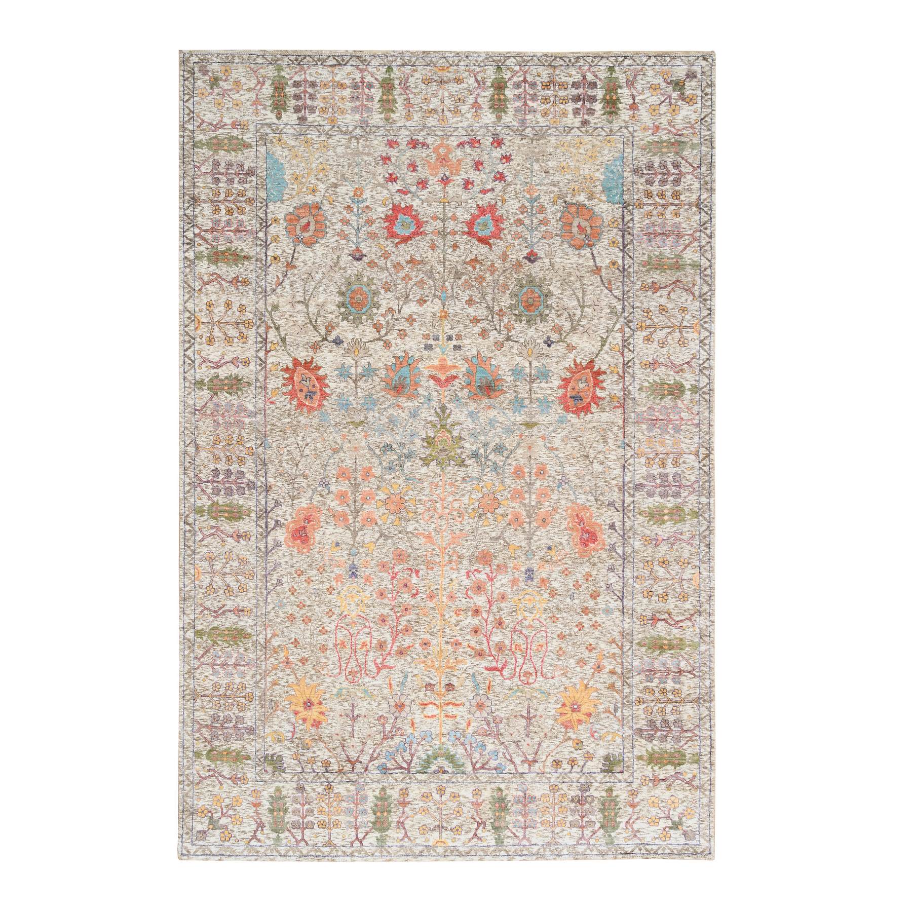  Silk Hand-Knotted Area Rug 6'1