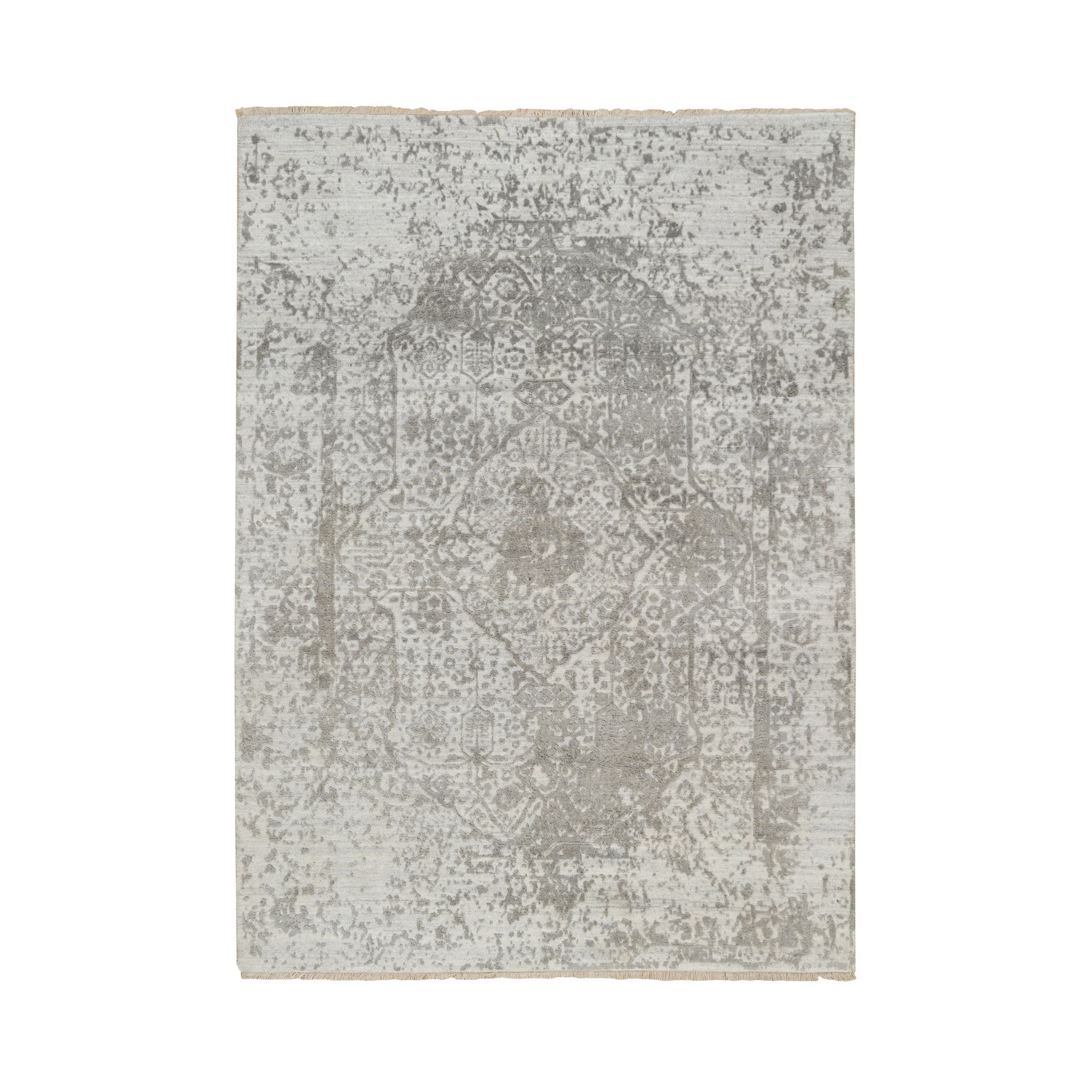  Silk Hand-Knotted Area Rug 5'1
