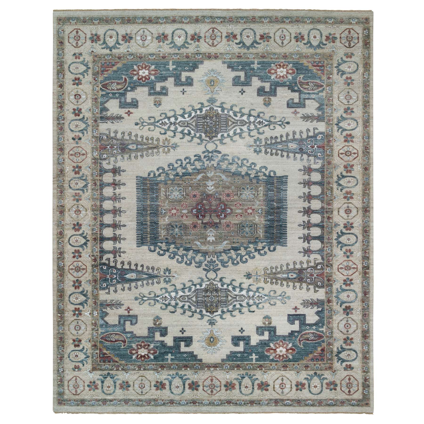 traditional Wool Hand-Knotted Area Rug 11'10