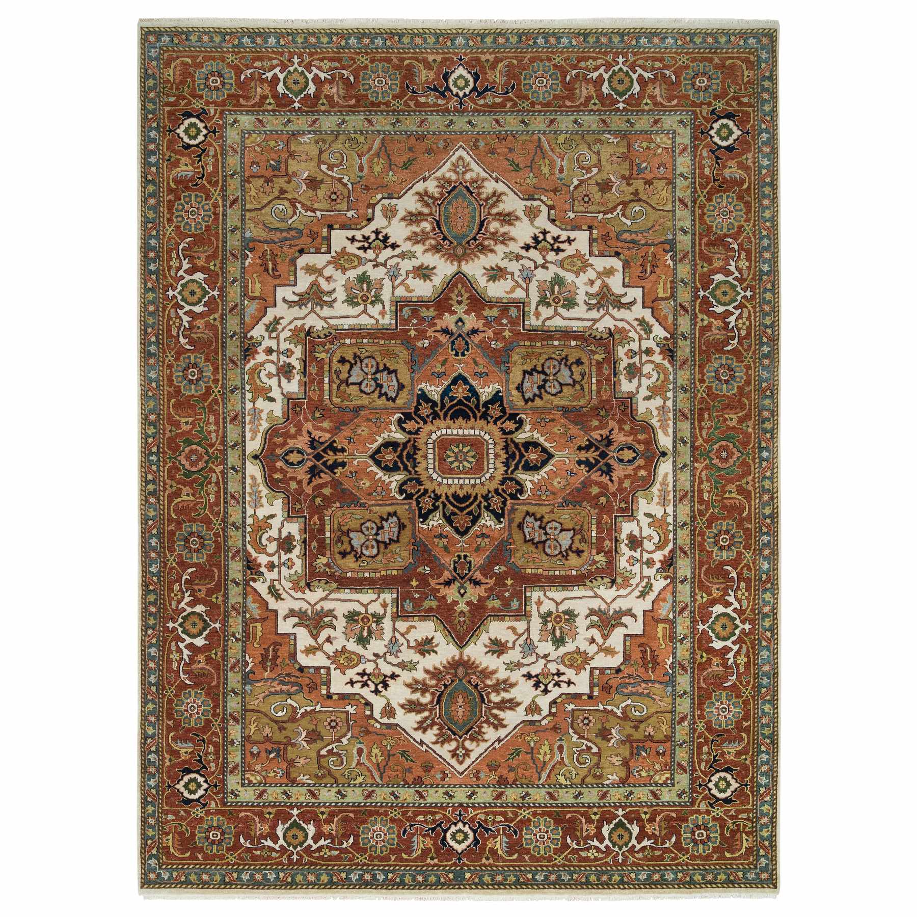 traditional Wool Hand-Knotted Area Rug 8'10