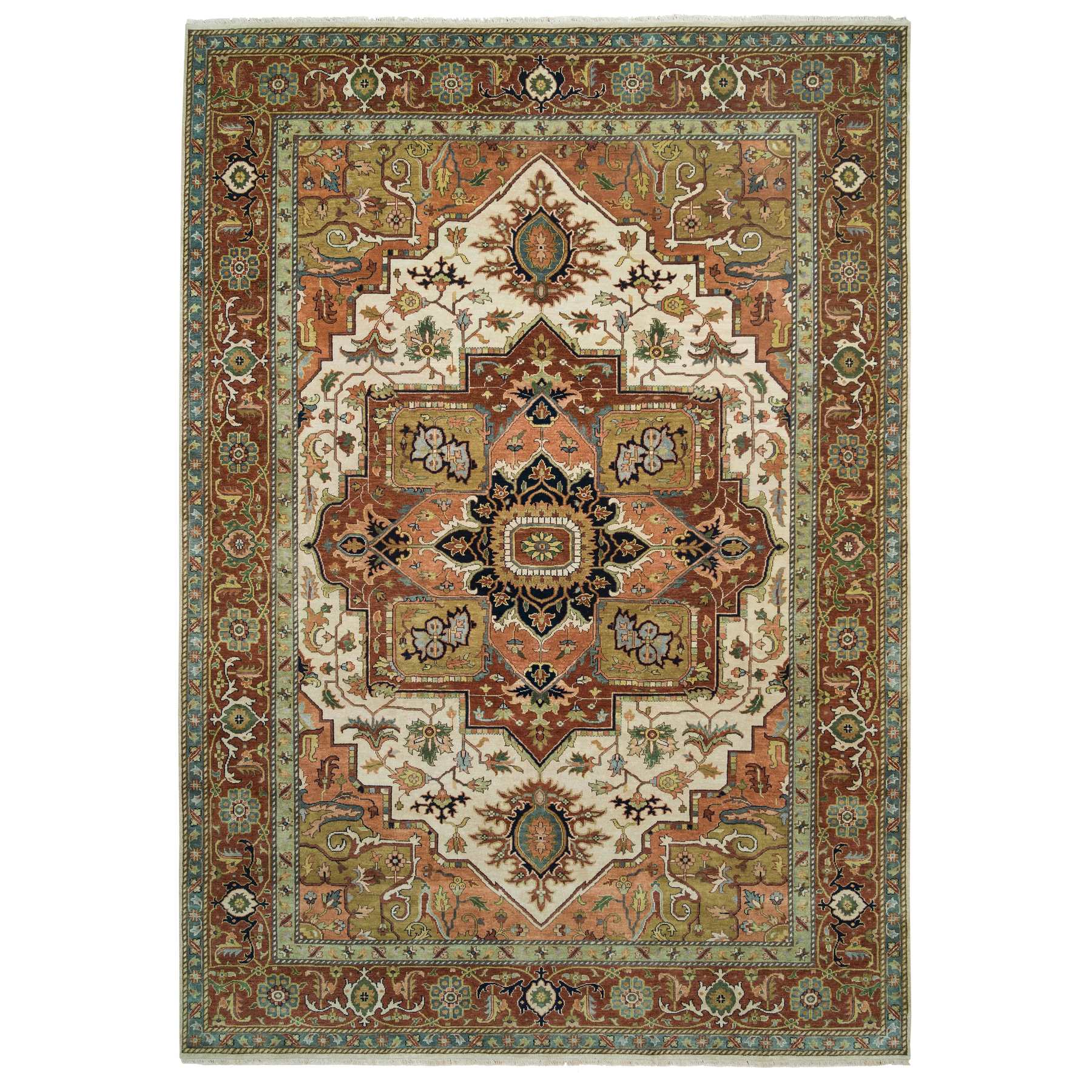 traditional Wool Hand-Knotted Area Rug 9'10