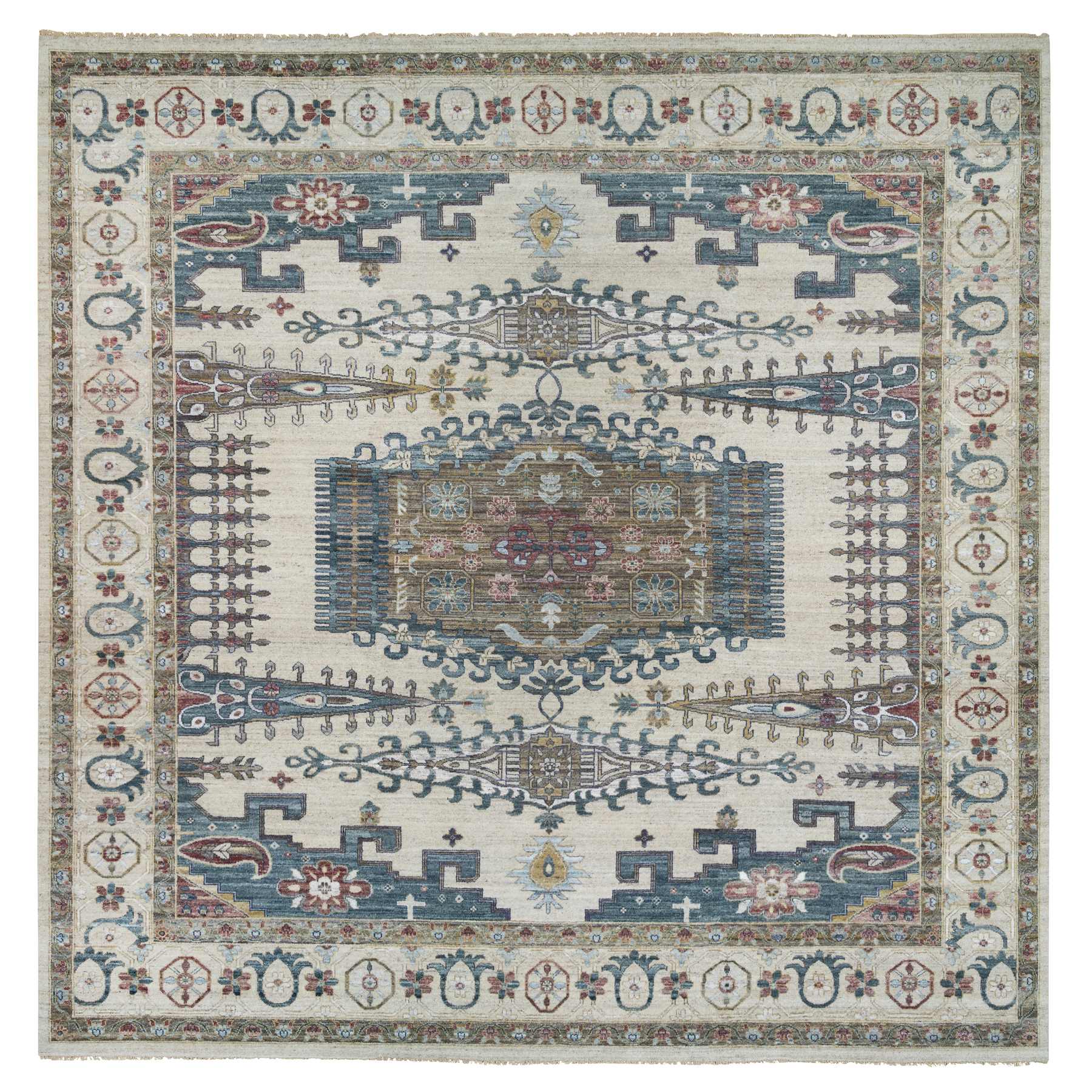 traditional Wool Hand-Knotted Area Rug 13'10