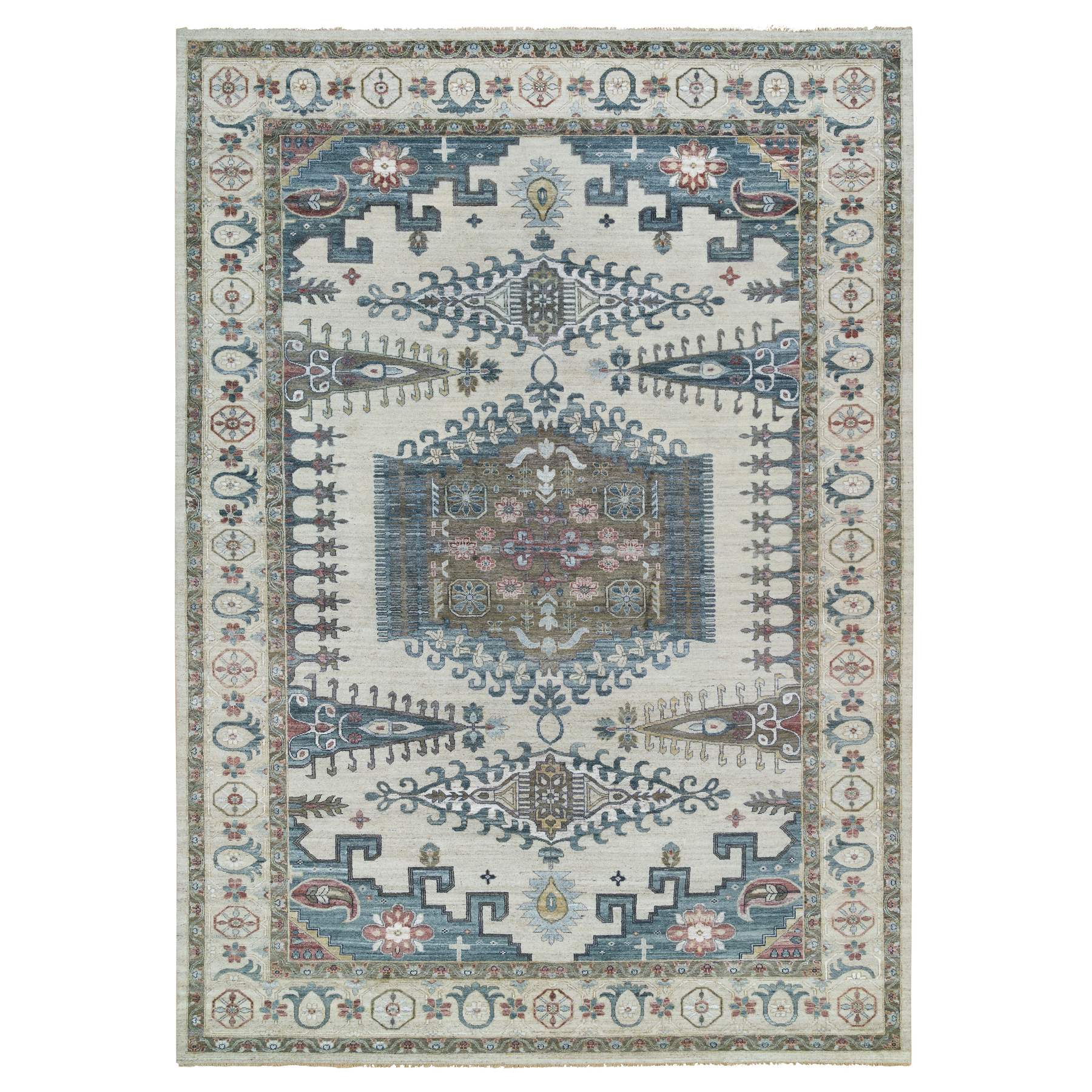 traditional Wool Hand-Knotted Area Rug 12'0