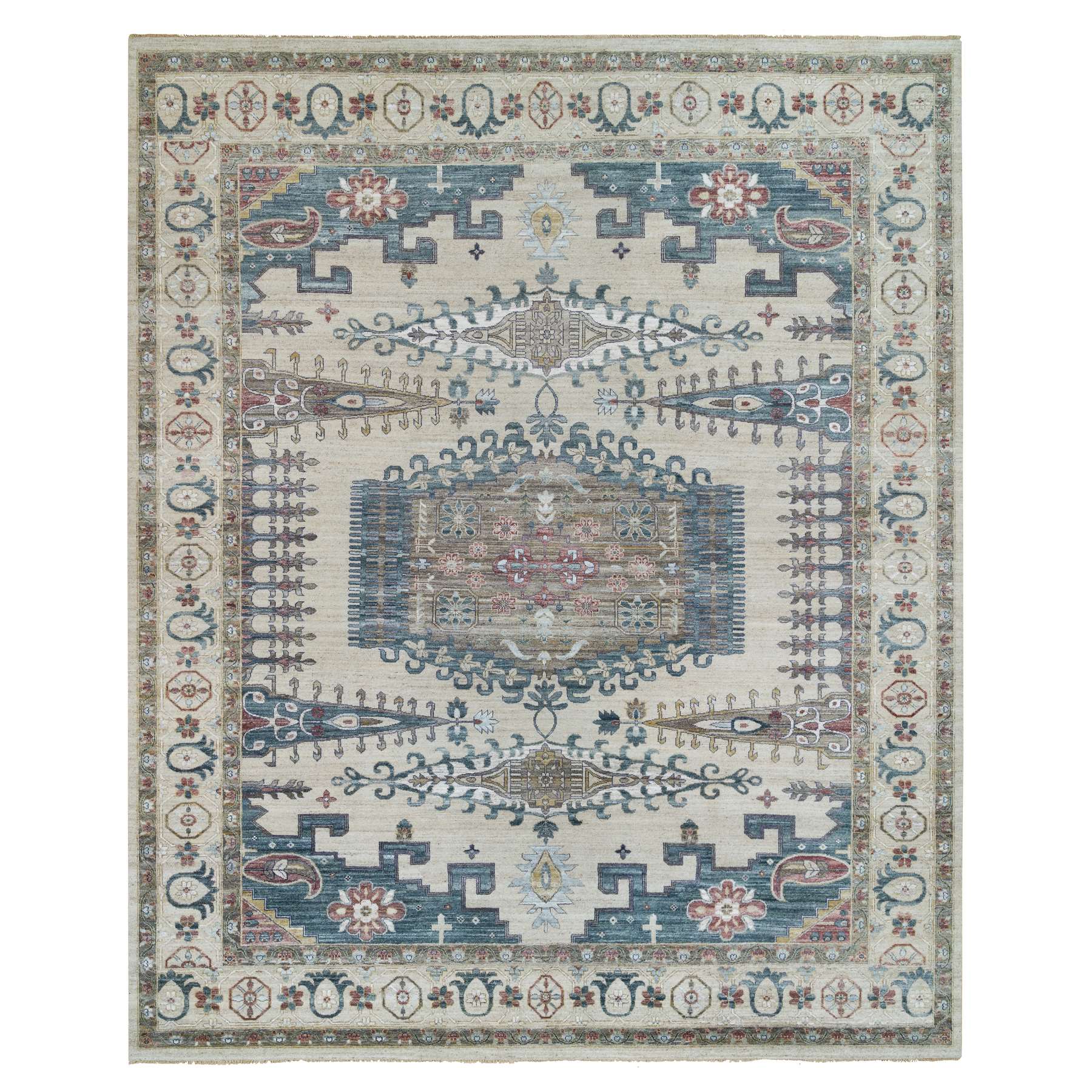 traditional Wool Hand-Knotted Area Rug 13'10