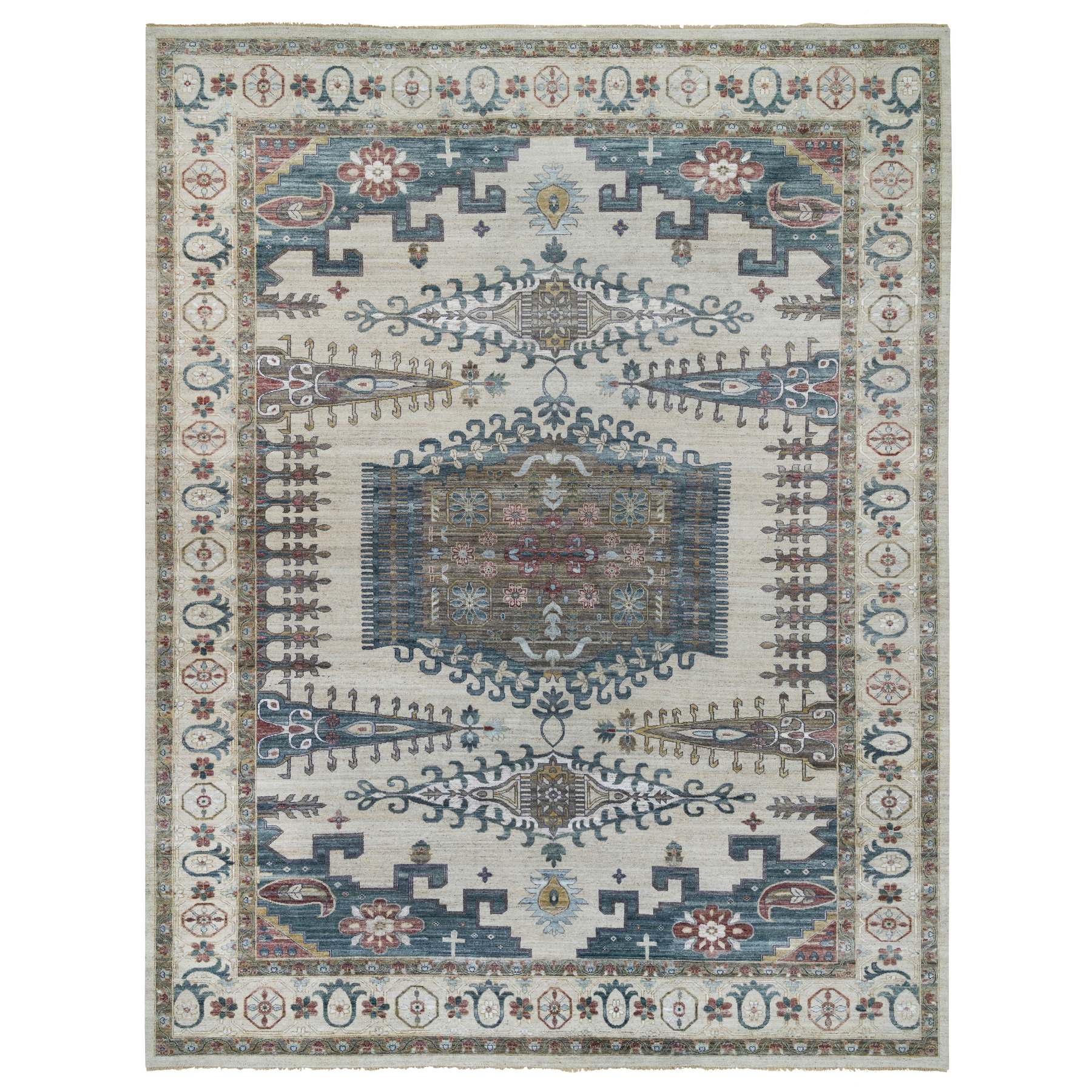 traditional Wool Hand-Knotted Area Rug 14'0