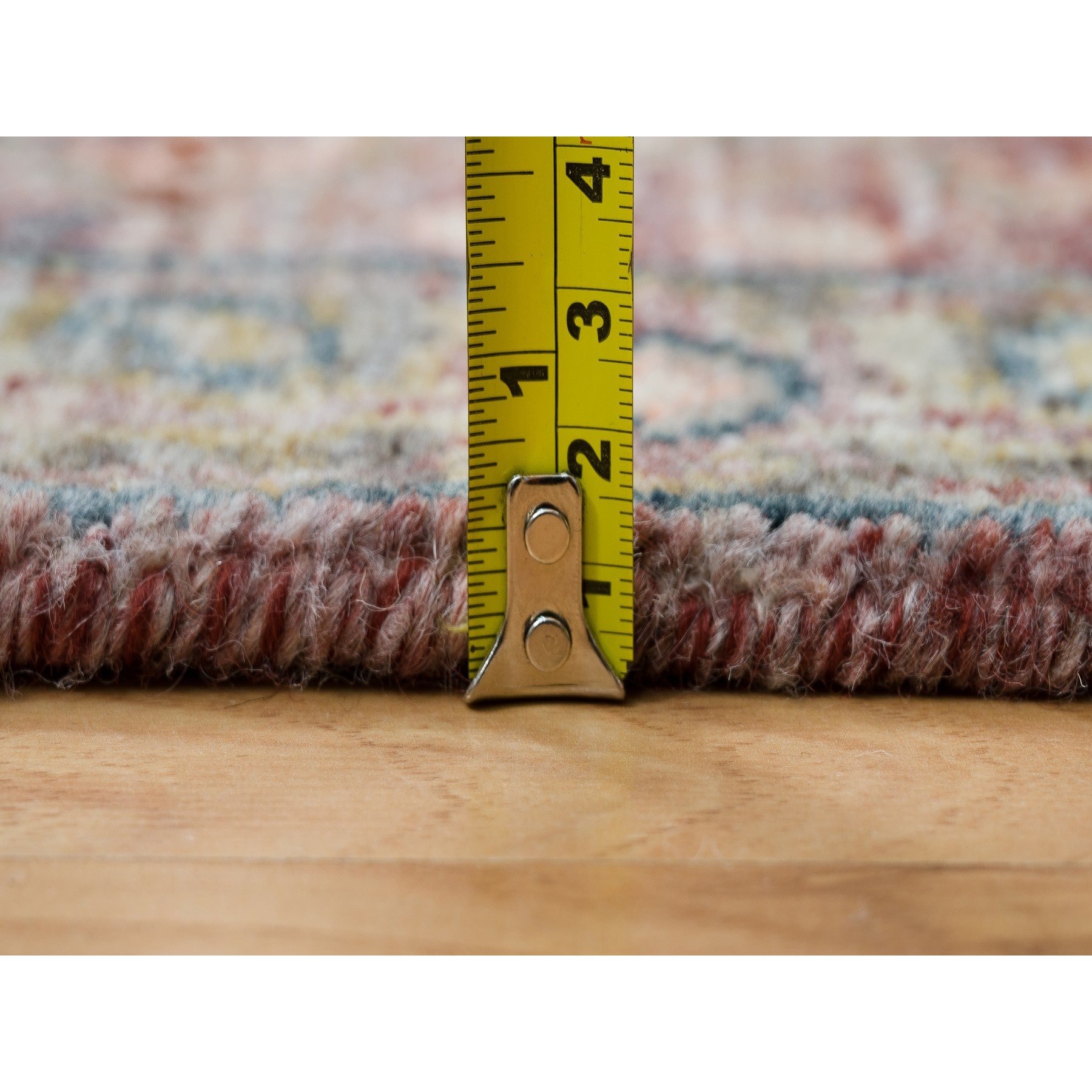 2'x3' Sangria Red, Tone on Tone, Extra Soft Wool, Heriz Revival, Plush and Lush Soft Pile, Hand Knotted, Mat Oriental Rug Sh65851