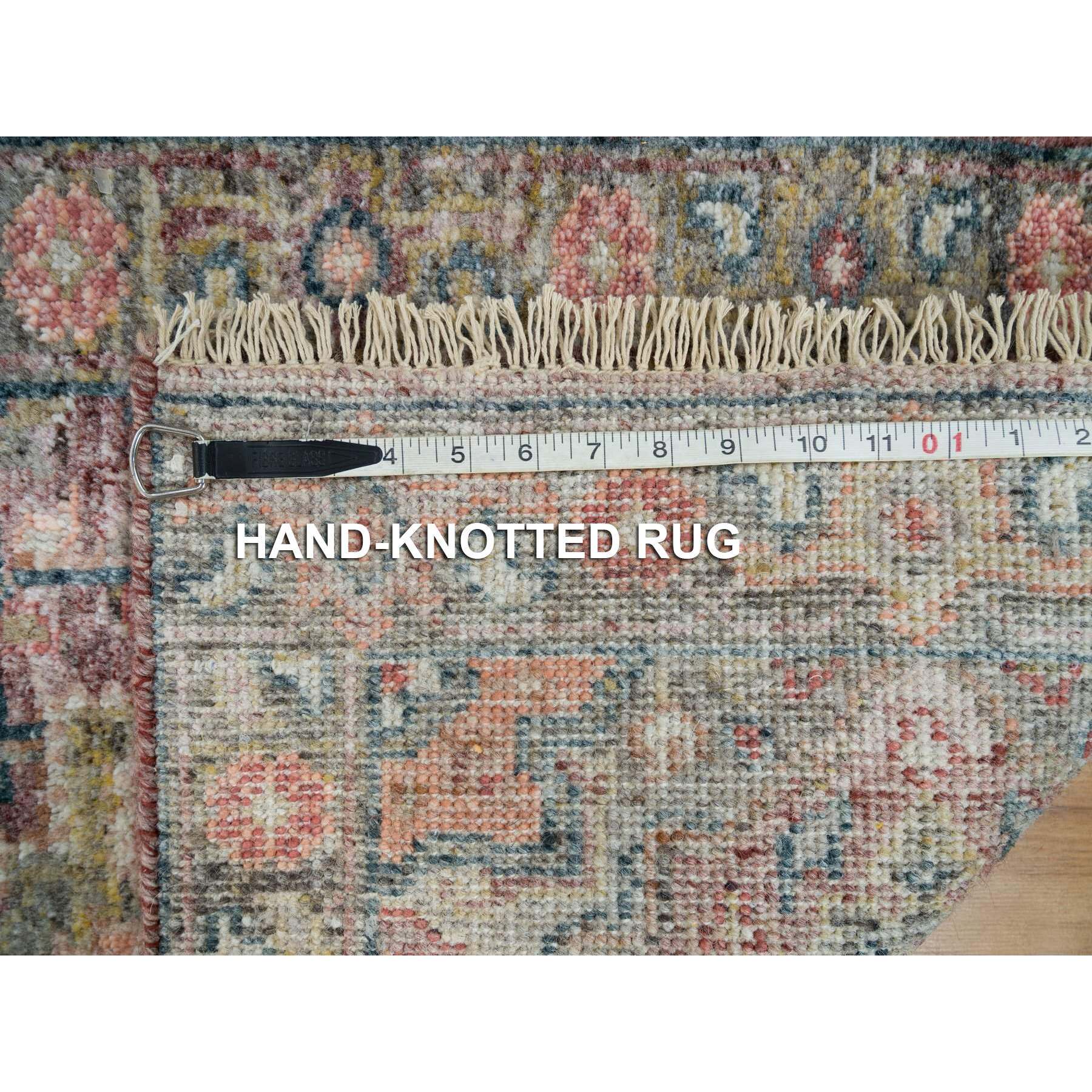 2'x3' Sangria Red, Tone on Tone, Extra Soft Wool, Heriz Revival, Plush and Lush Soft Pile, Hand Knotted, Mat Oriental Rug Sh65851