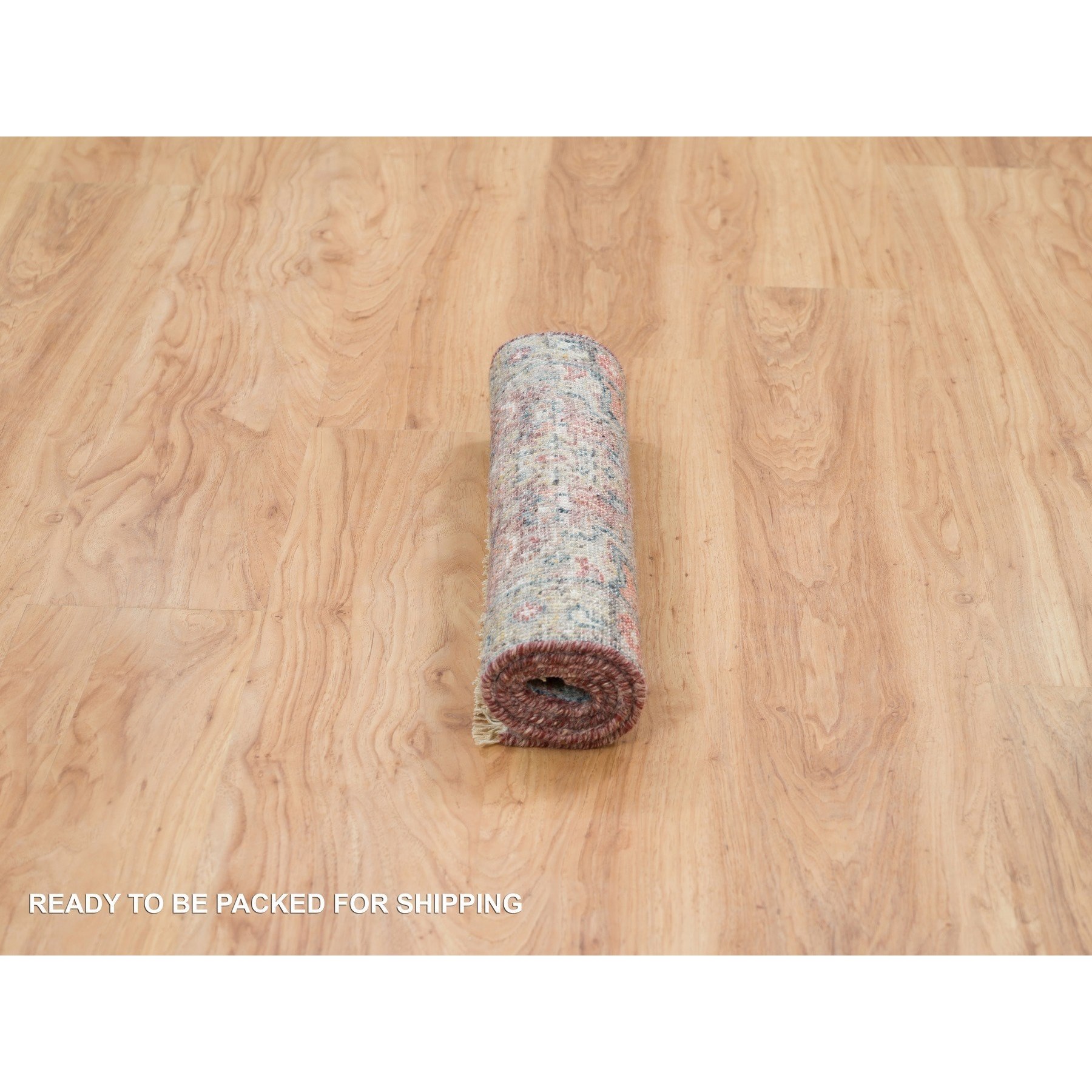 2'x3'1" Wine Red, Organic Wool, Heriz Revival, Hand Knotted, Soft to the Touch Pile, Mat Oriental Rug Sh65853