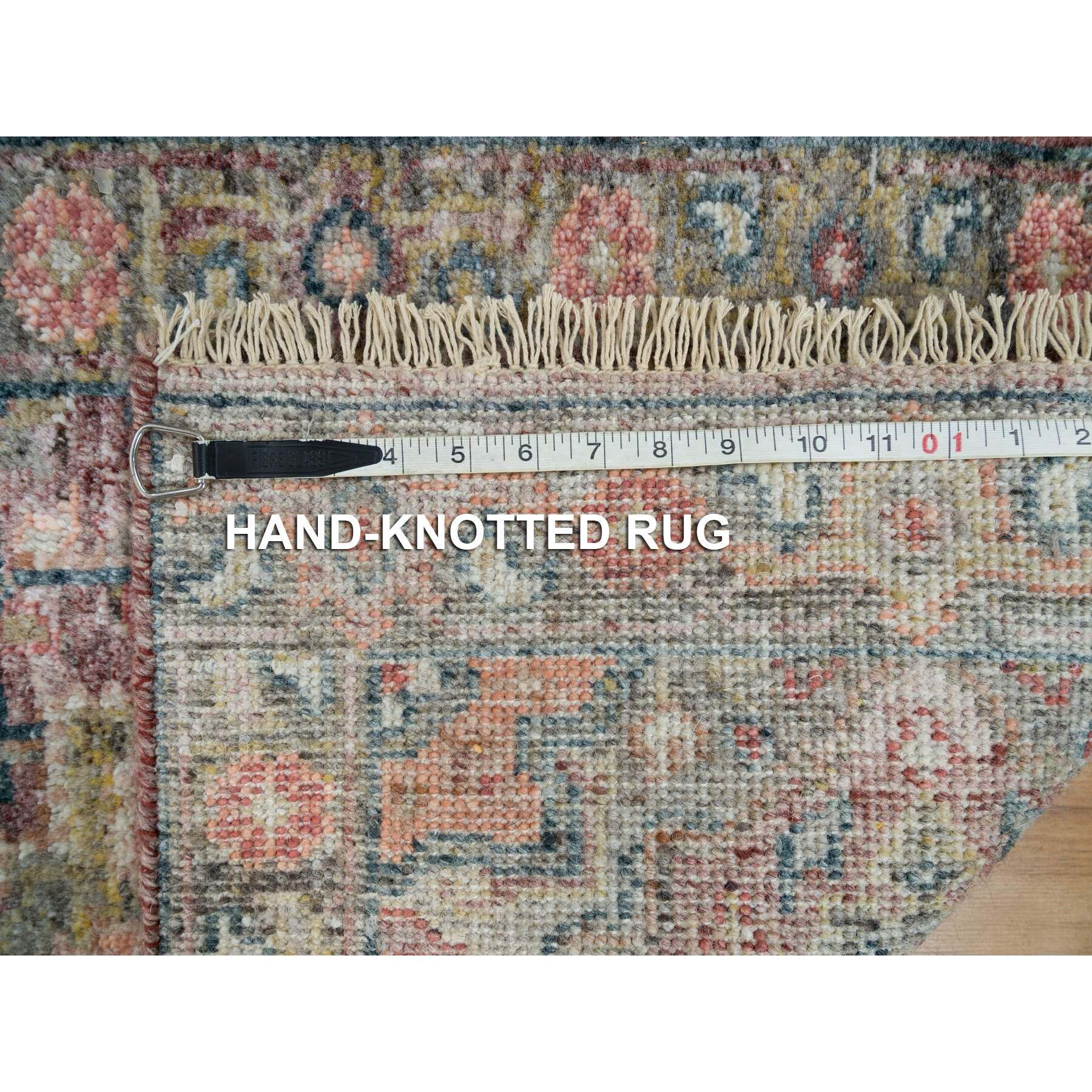 2'x3'1" Wine Red, Organic Wool, Heriz Revival, Hand Knotted, Soft to the Touch Pile, Mat Oriental Rug Sh65853