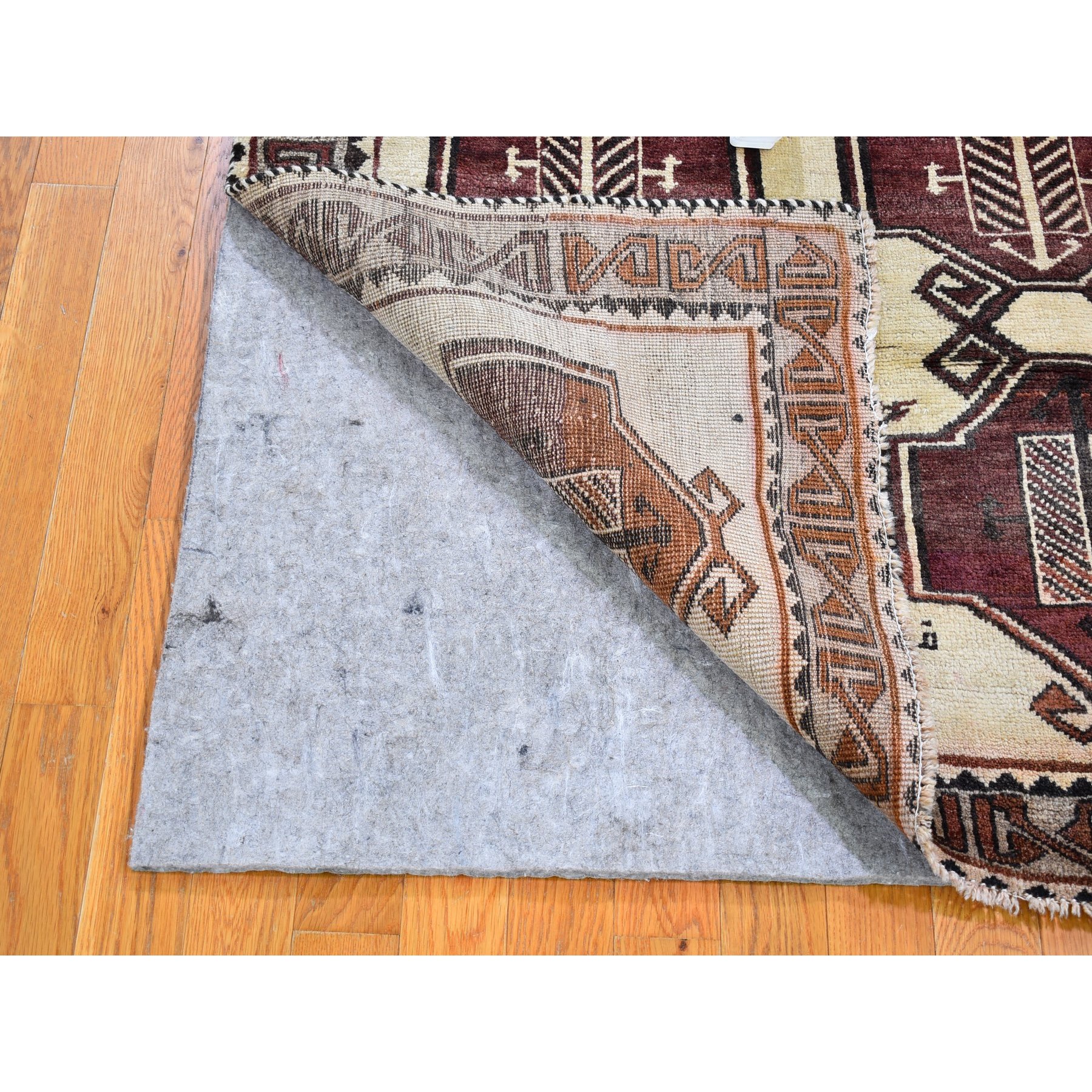 3'7"x6' Vintage Persian Gabbeh Signed with Geometric Medallions Pure Wool Hand Knotted Oriental Rug Sh66017