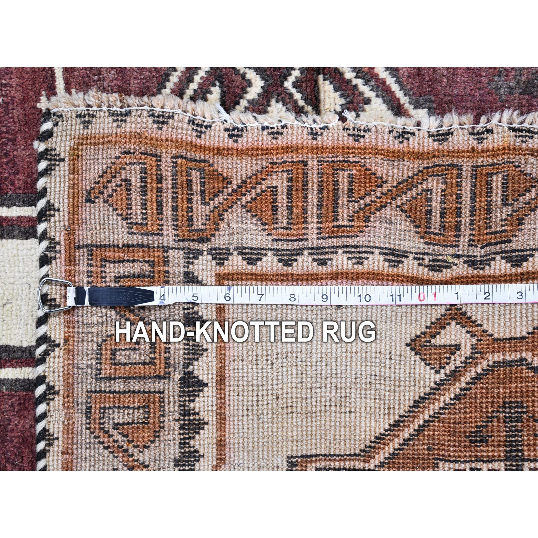 3'7"x6' Vintage Persian Gabbeh Signed with Geometric Medallions Pure Wool Hand Knotted Oriental Rug Sh66017