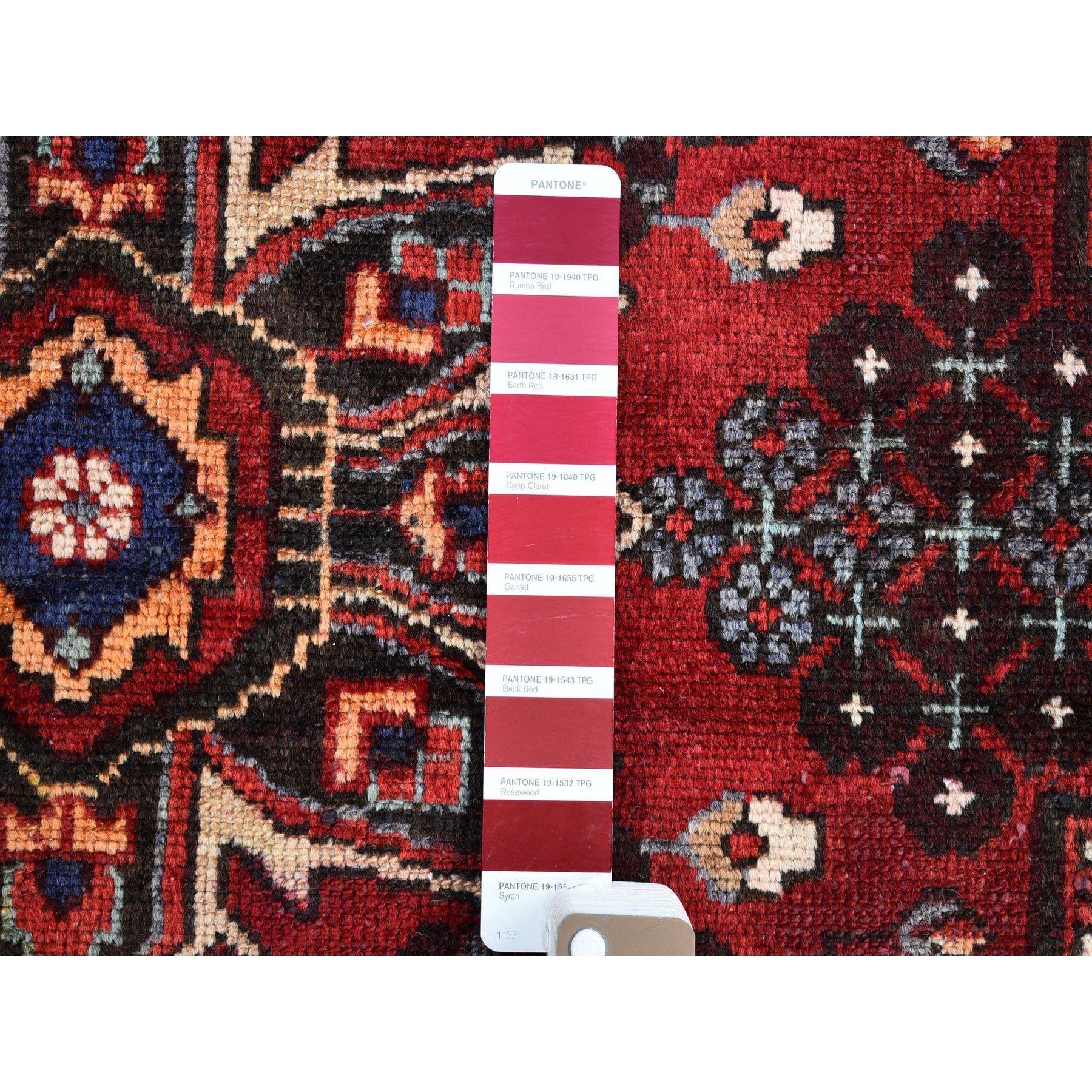 5'1"x7'2" Vintage Persian Hamadan Ivory with Flower Bouquet Design Pure Wool Hand Knotted Oriental Rug Sh66032
