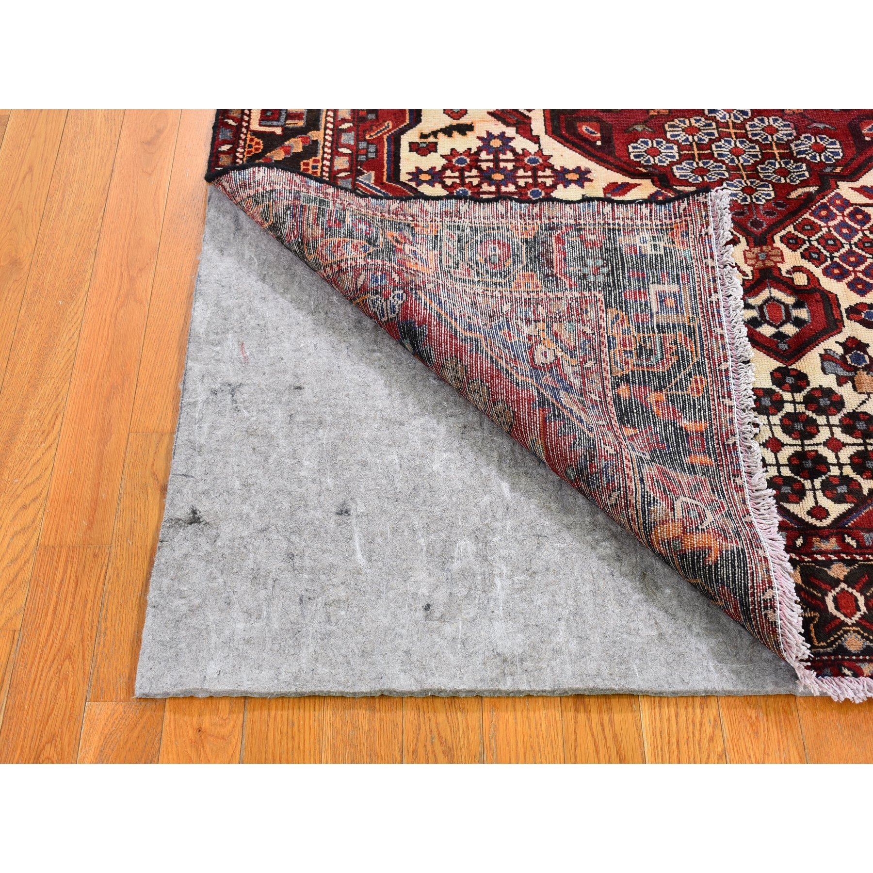 5'1"x7'2" Vintage Persian Hamadan Ivory with Flower Bouquet Design Pure Wool Hand Knotted Oriental Rug Sh66032