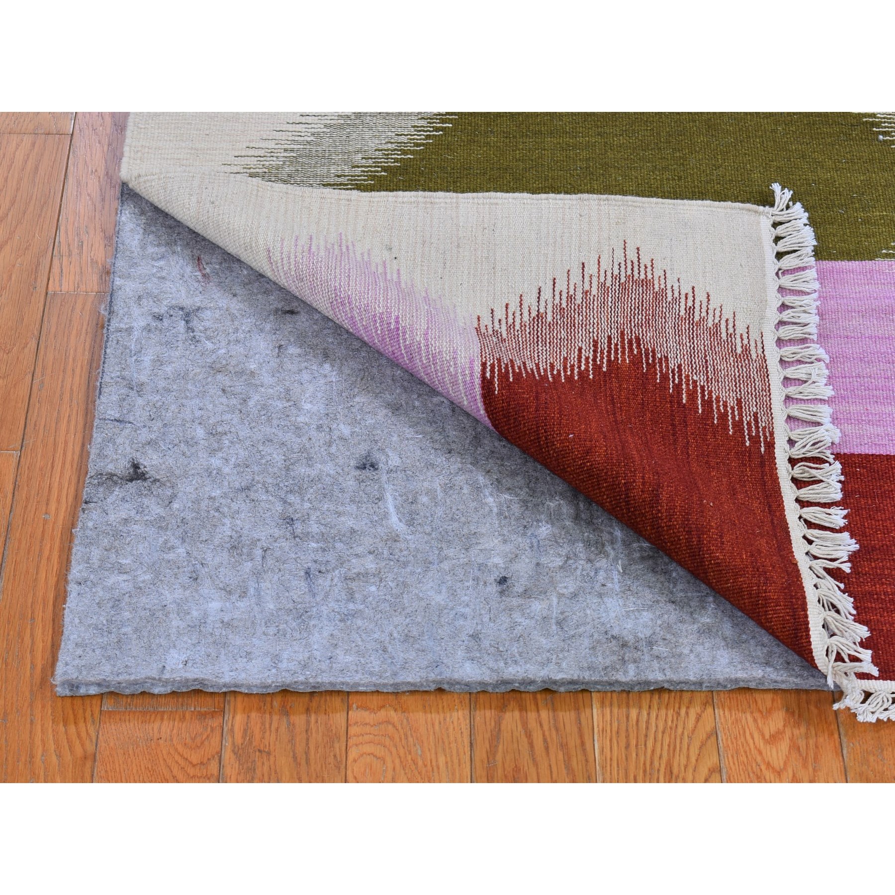 3'x5'1" Colorful Durie Kilim Flat Weave Geometric Design Pure Wool Hand Woven Oriental Rug Sh66063