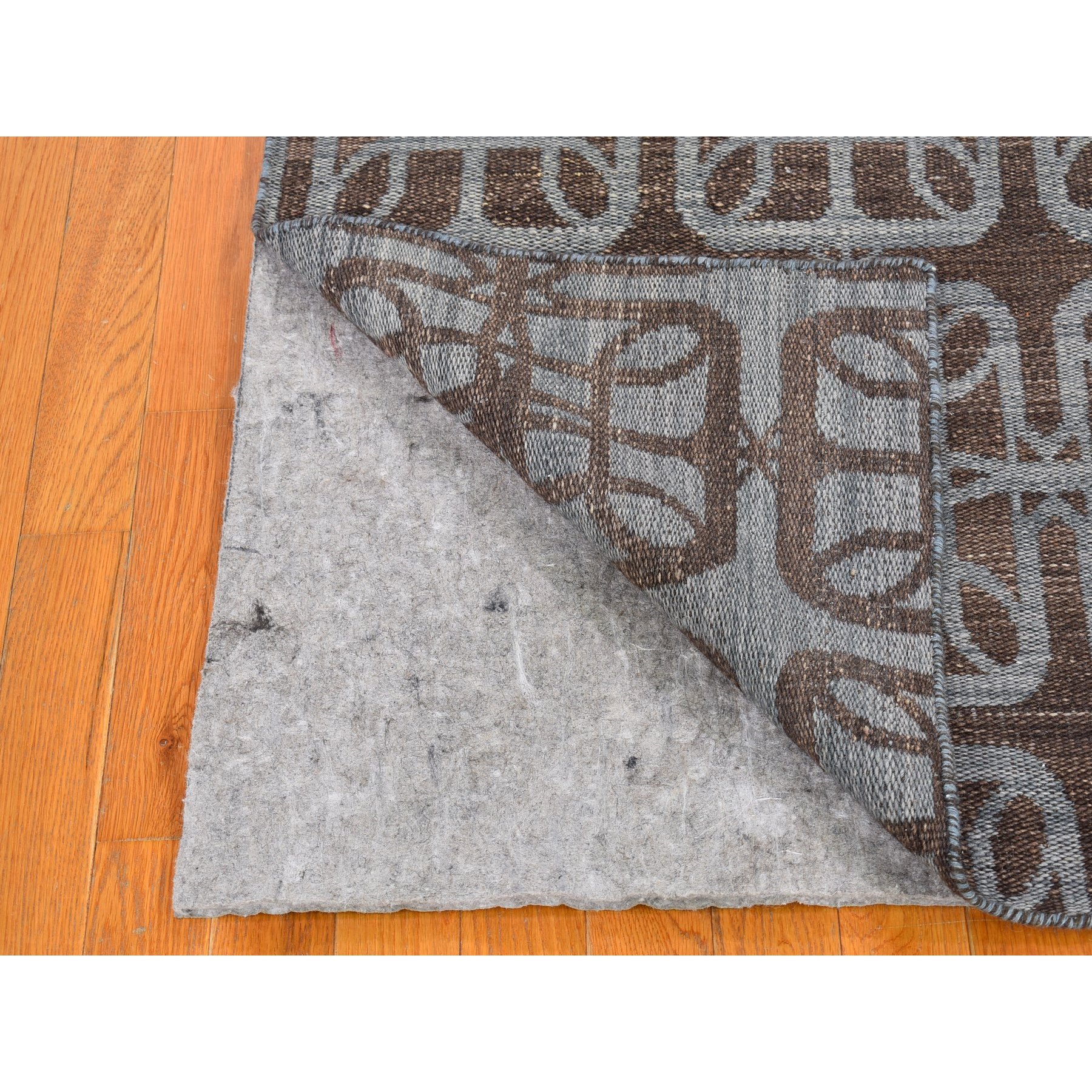 4'x6' Brown Hand Woven Flat Weave Pure Wool Reversible Kilim Oriental Rug Sh66067