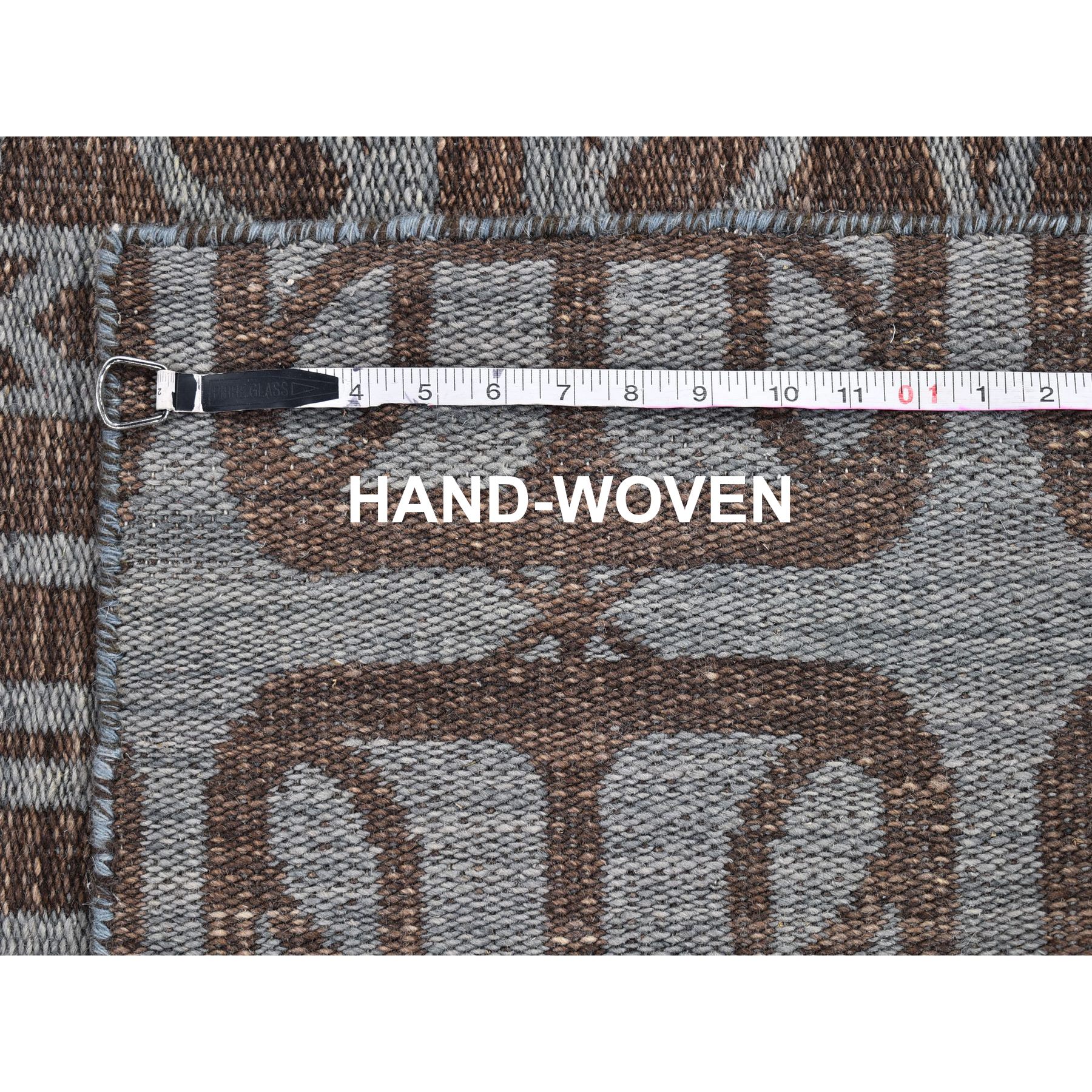 4'x6' Brown Hand Woven Flat Weave Pure Wool Reversible Kilim Oriental Rug Sh66067