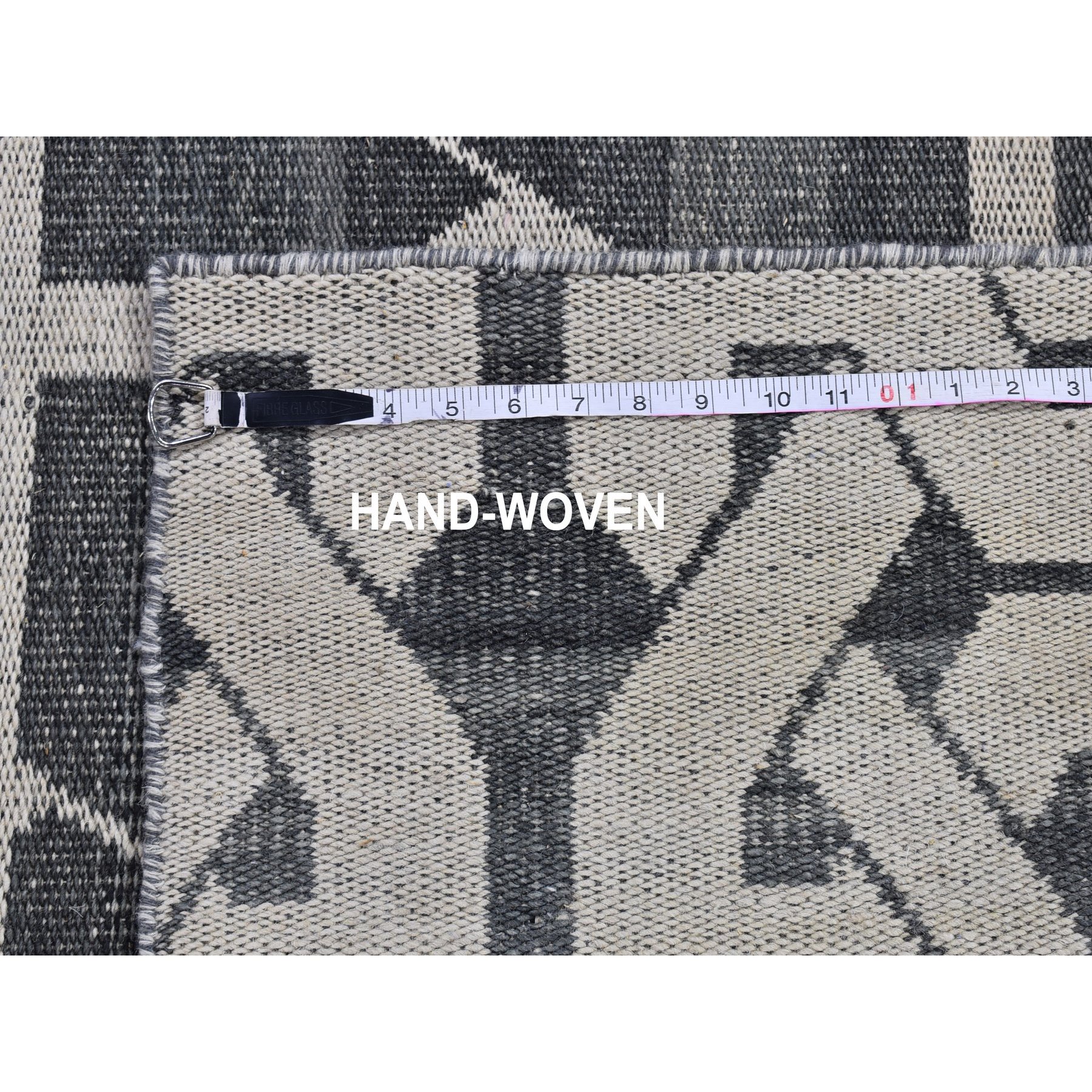 2'7"x10' Gray Hand Woven Flat Weave Geometric Pattern Pure Wool Reversible Kilim Runner Oriental Rug Sh66089
