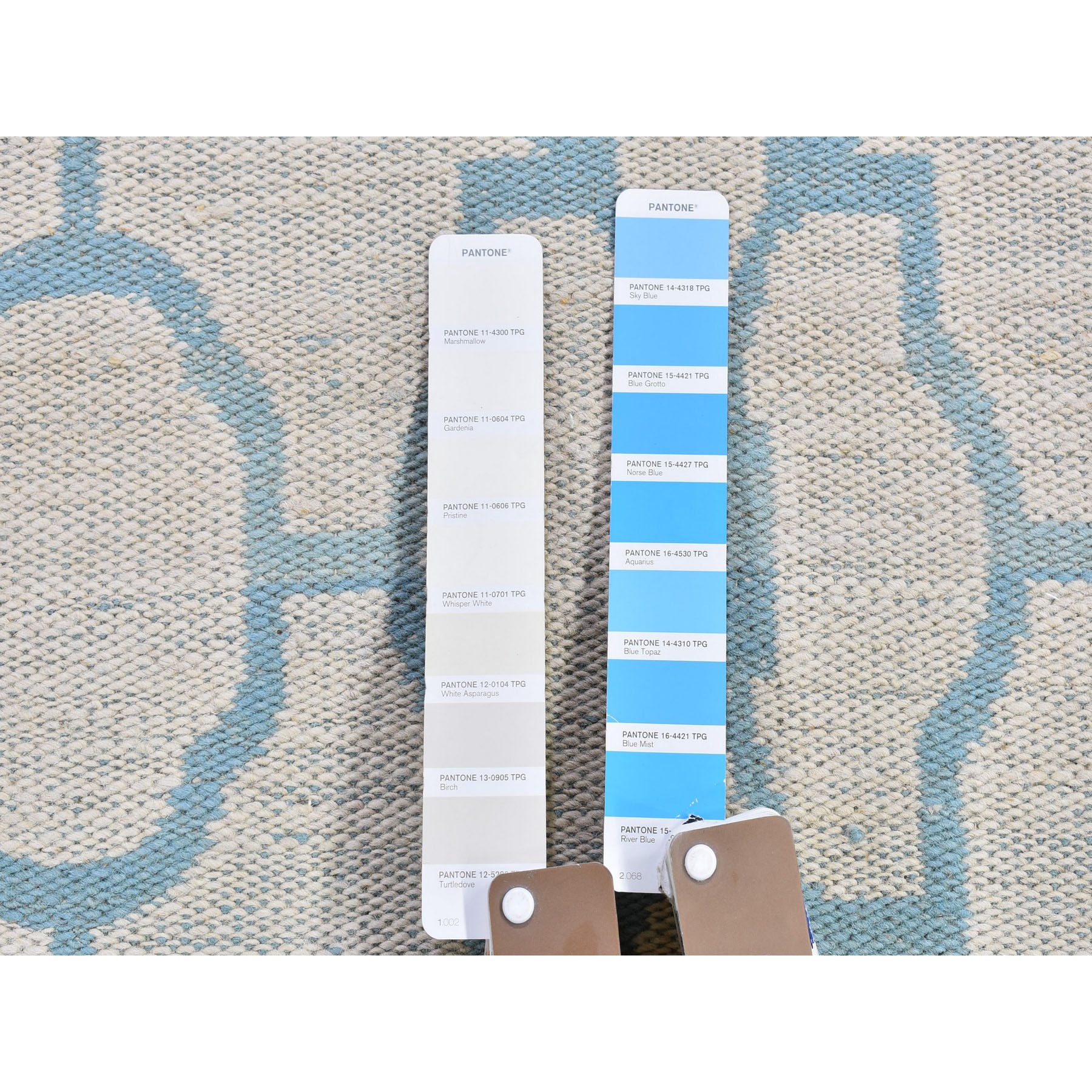 2'8"x7'10" Light Blue Reversible Kilim Pure Wool Flat Weave Hand Woven Runner Oriental Rug Sh66094