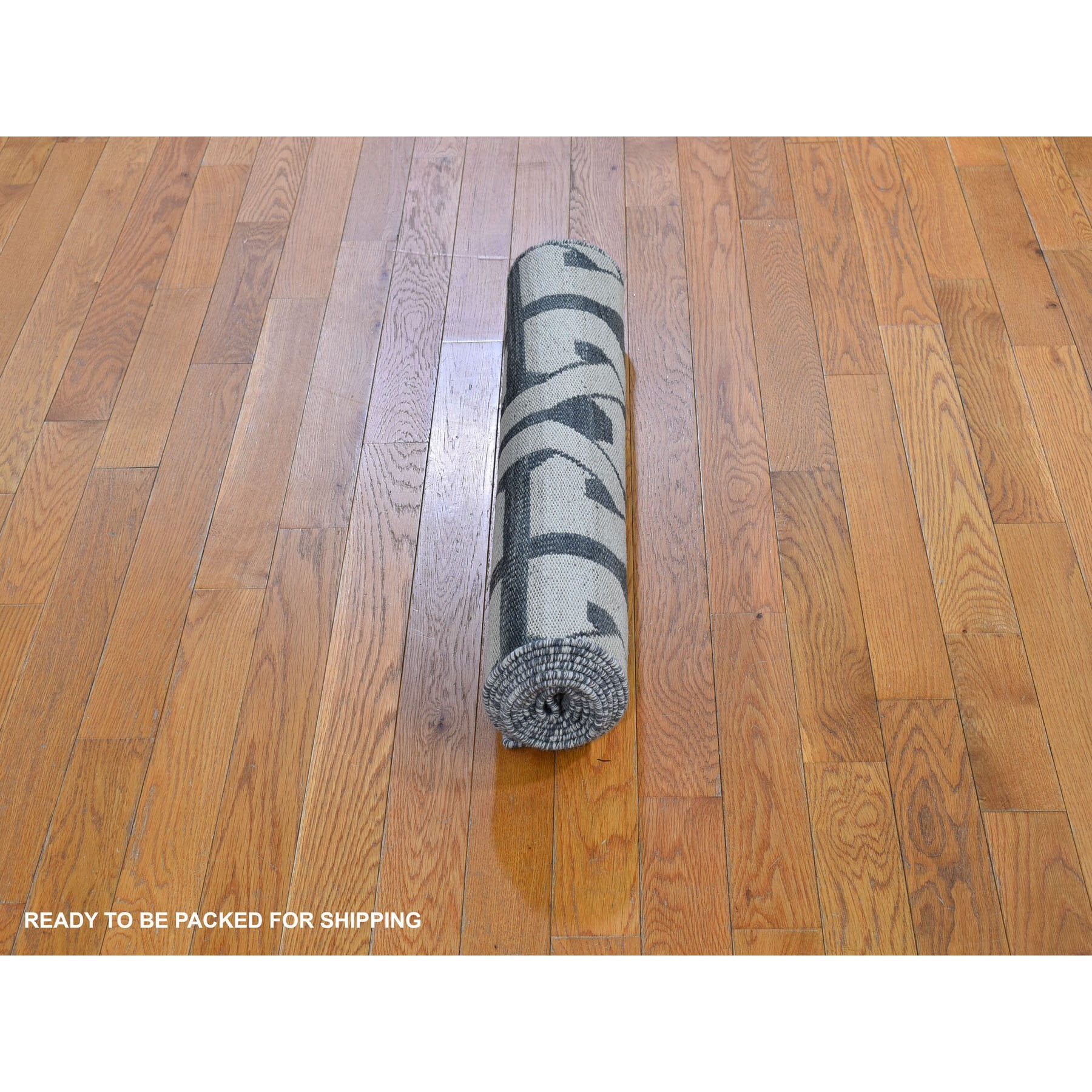 2'7"x10' Geometric Pattern Flat Weave Pure Wool Reversible Kilim Runner Gray Hand Woven Oriental Rug Sh66098