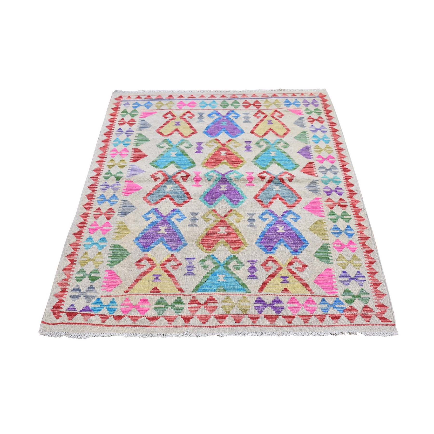Fine Kilim Collection Hand Woven Ivory Rug No: 1132282
