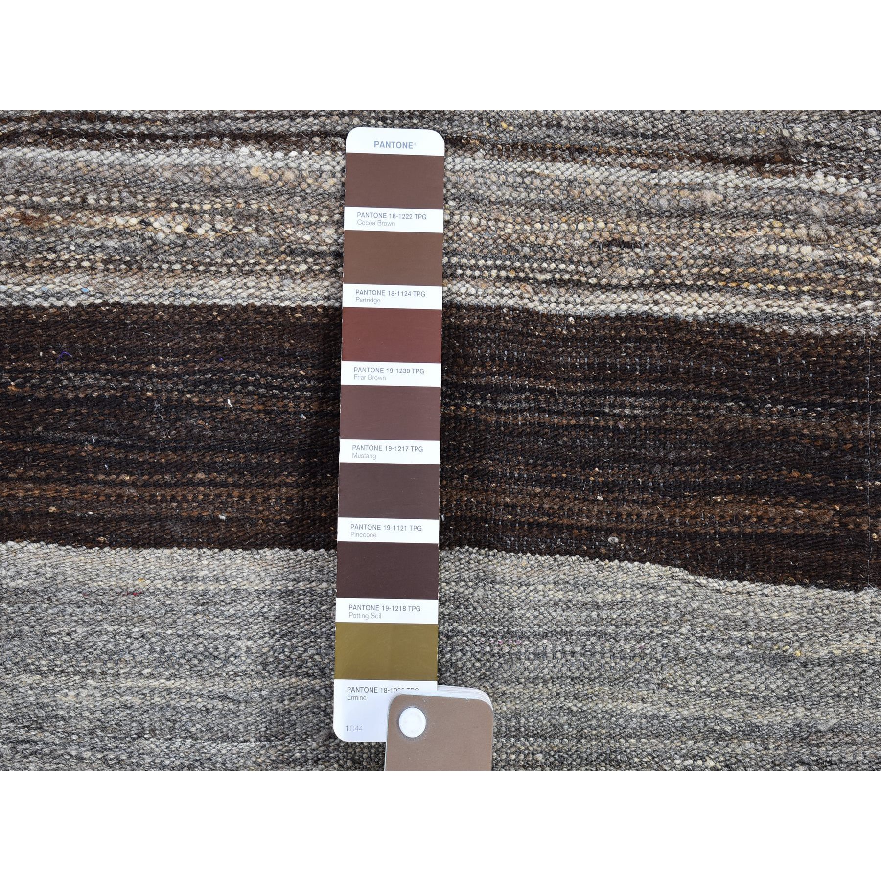 2'x3'1" Dark Brown Striped Design Flat Weave Afghan Kilim Hand Woven Mat Oriental Rug Sh66144