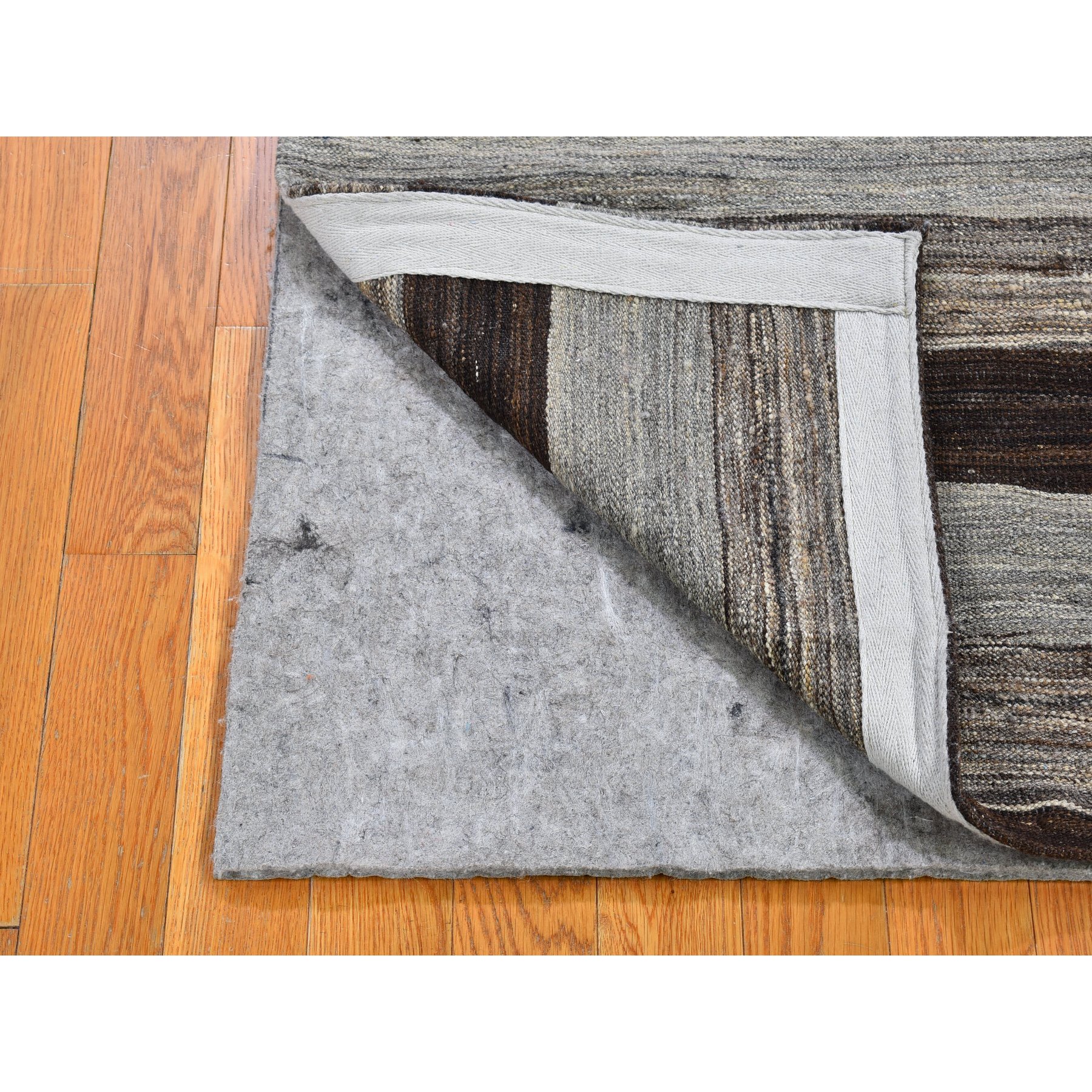 2'x3'1" Dark Brown Striped Design Flat Weave Afghan Kilim Hand Woven Mat Oriental Rug Sh66144