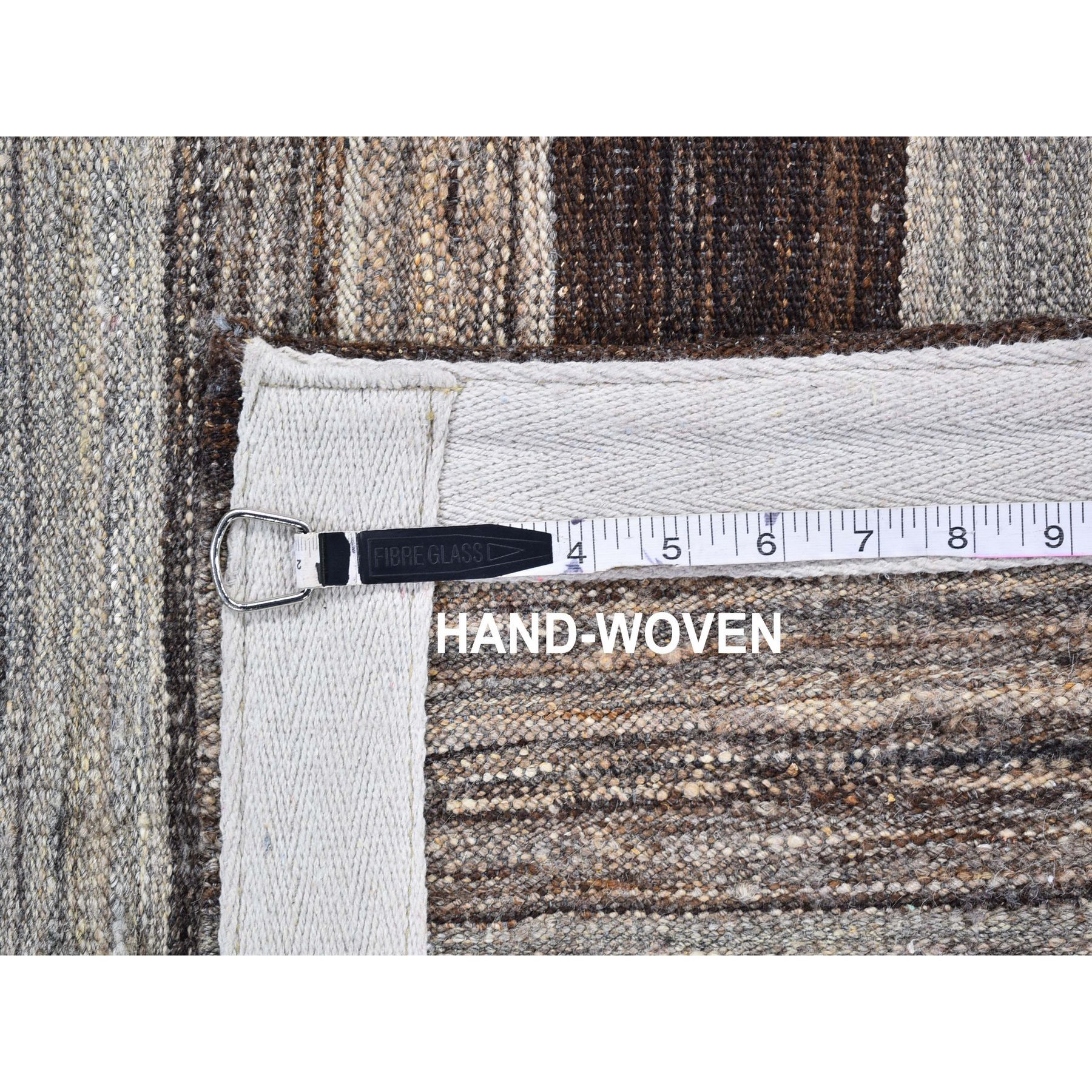2'x3'1" Dark Brown Striped Design Flat Weave Afghan Kilim Hand Woven Mat Oriental Rug Sh66144