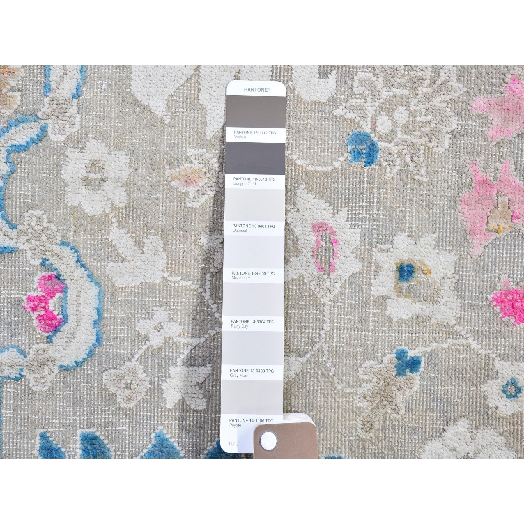 2'1"x3' Colorful Sari Silk with Textured Wool Oushak Influence Hand Knotted Mat Oriental Rug Sh66146