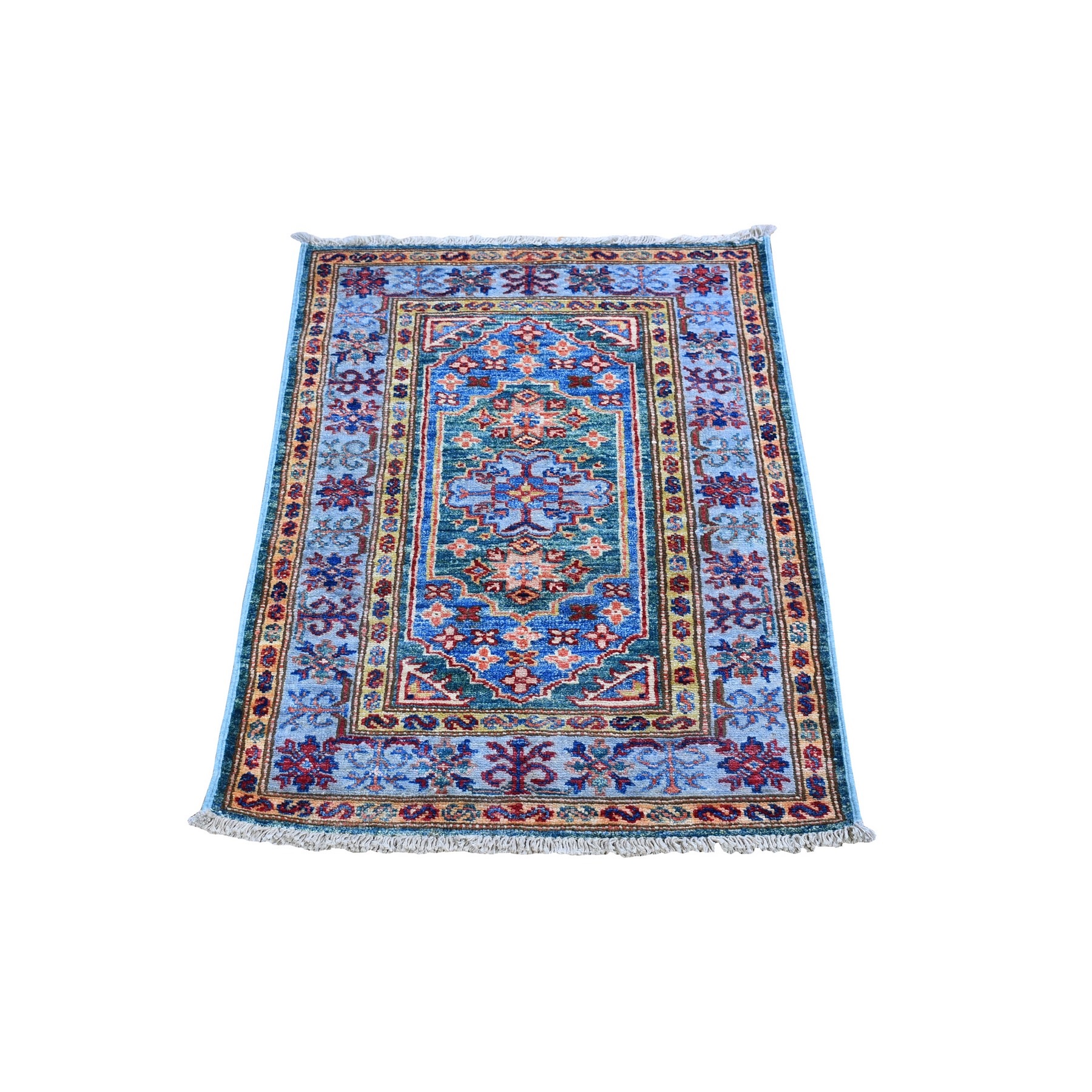 Caucasian Collection Hand Knotted Green Rug No: 1132306