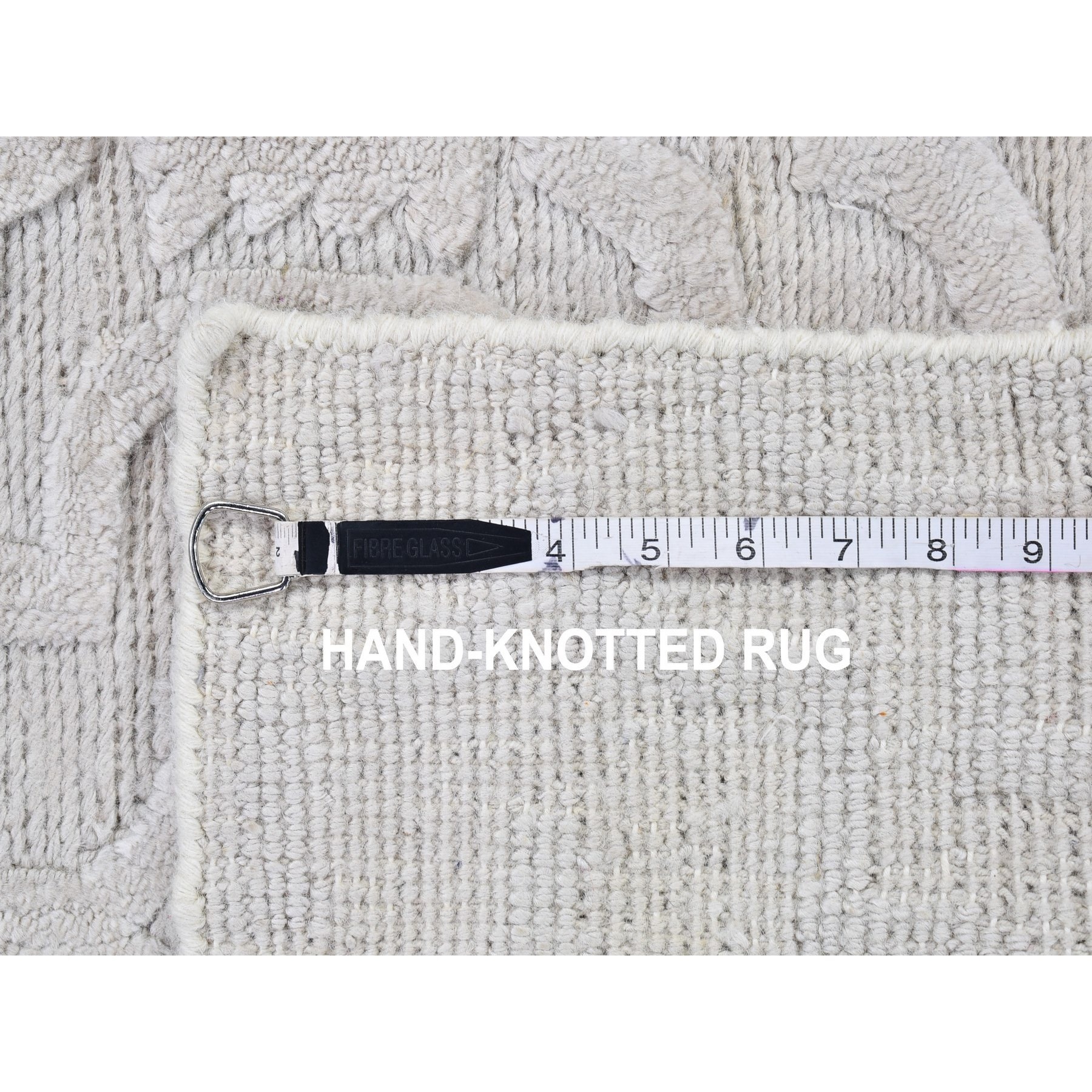 2'x2'10" Ivory Hi-Low Modern Textured Wool Mat Hand Knotted Oriental Rug Sh66159