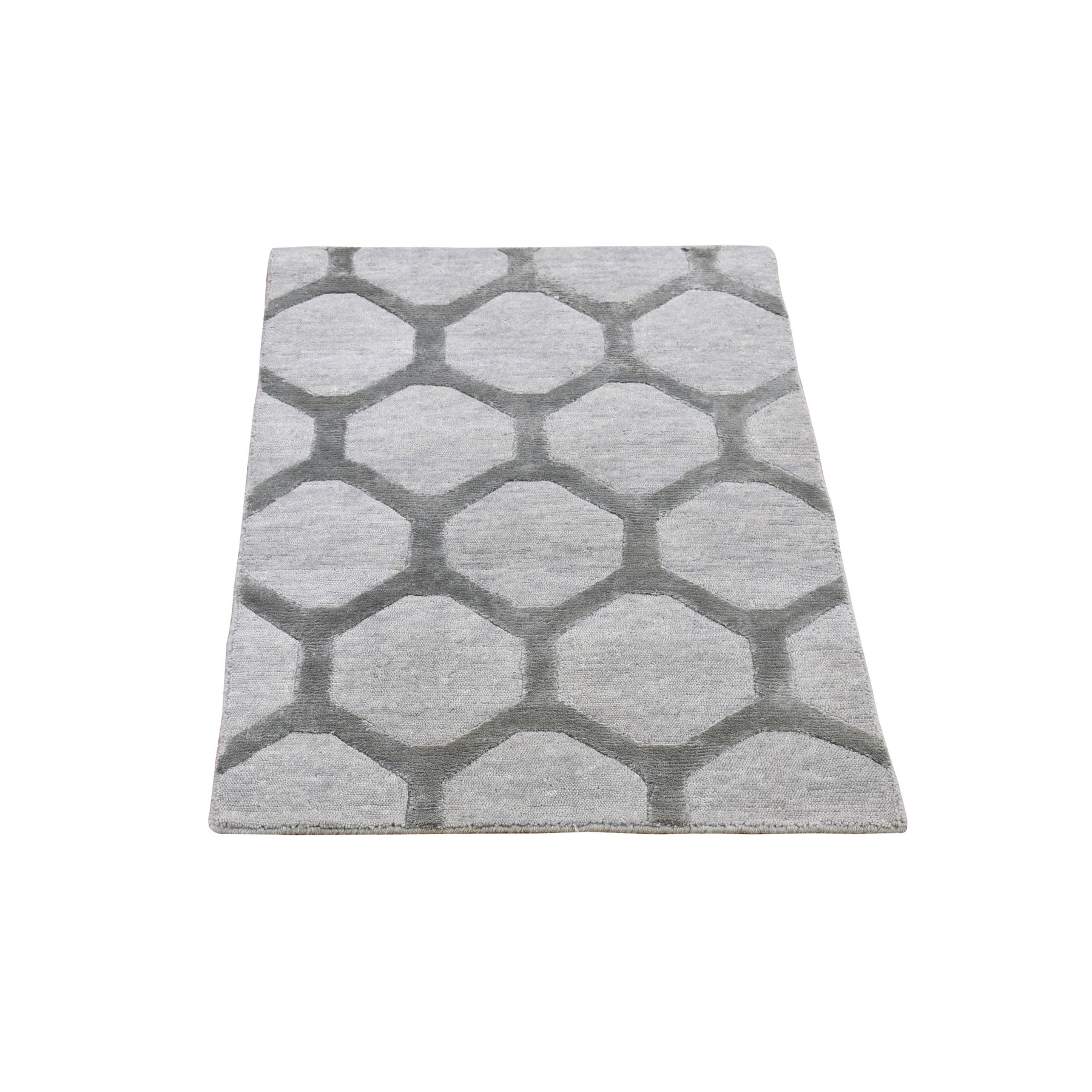Mid Century Modern Collection Hand Knotted Grey Rug No: 1132328