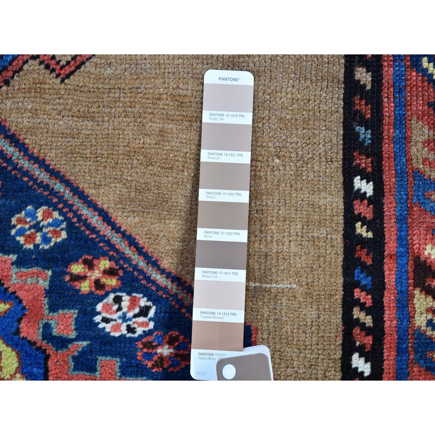 3'9"x12'2" Brown Antique North West Persian with Camel Hair Wide Runner Full Pile Geometric Medallions Hand Knotted Natural Wool Clean Oriental Rug Sh66185