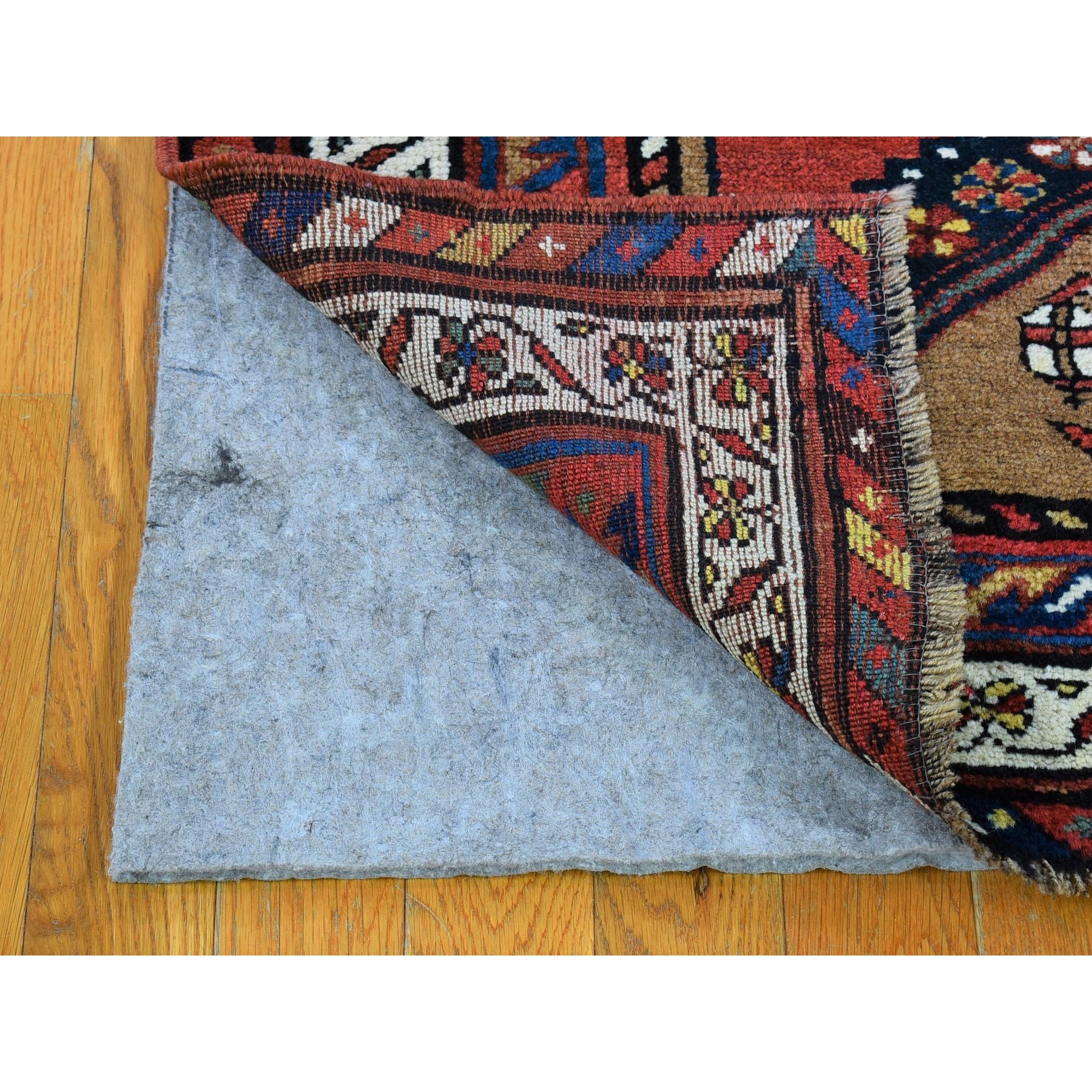 3'9"x12'2" Brown Antique North West Persian with Camel Hair Wide Runner Full Pile Geometric Medallions Hand Knotted Natural Wool Clean Oriental Rug Sh66185