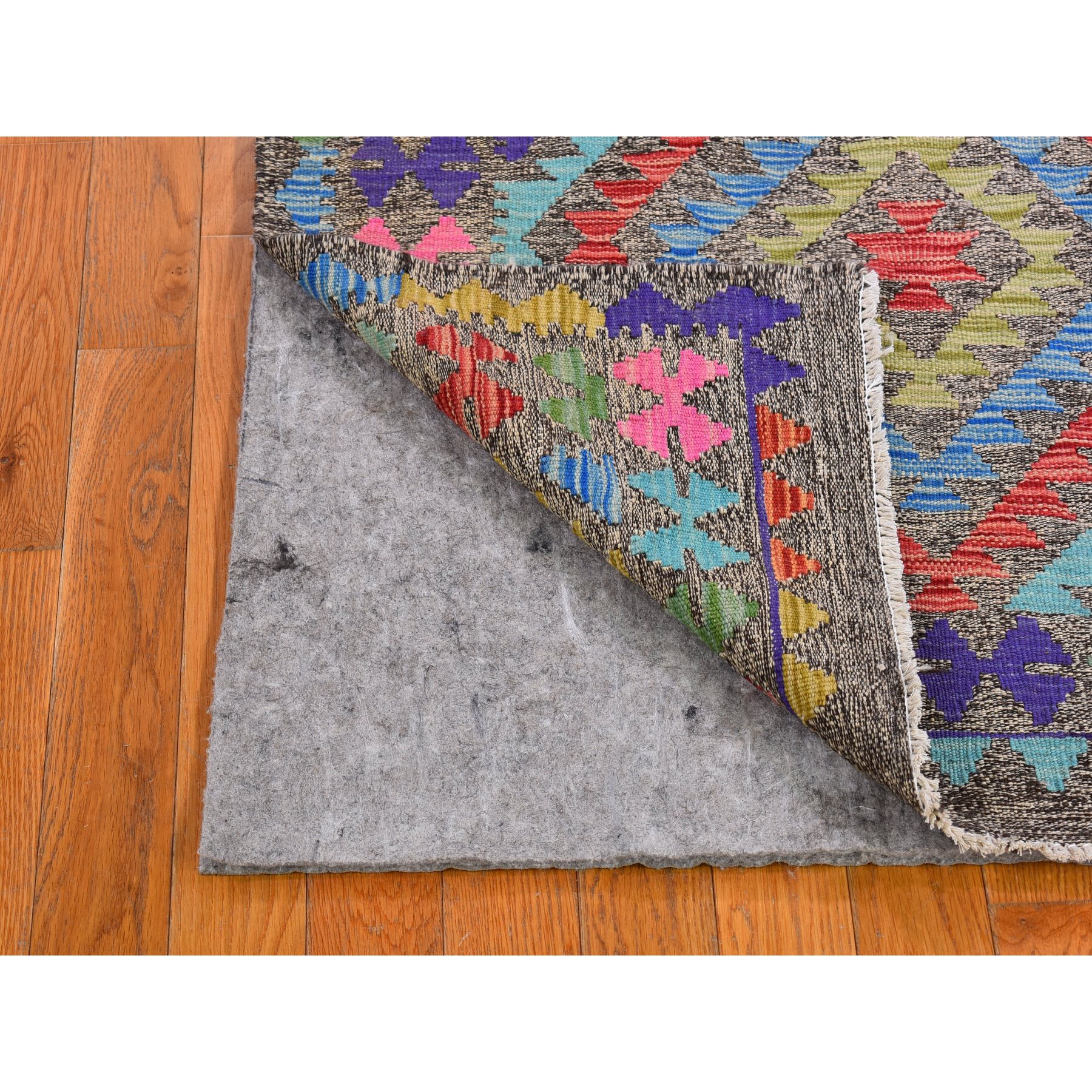 3'3"x5' Colorful Geometric Design Natural Wool Reversible Flat Weave Afghan Kilim Hand Woven Oriental Rug Sh66186
