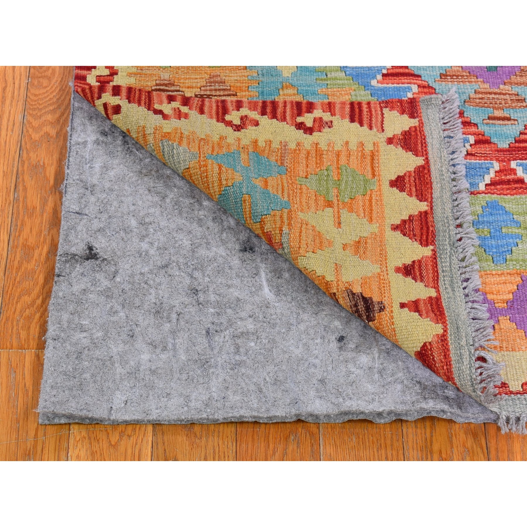 3'1"x4'8" Reversible Flat Weave Afghan Kilim Colorful Geometric Design Natural Wool Hand Woven Oriental Rug Sh66188