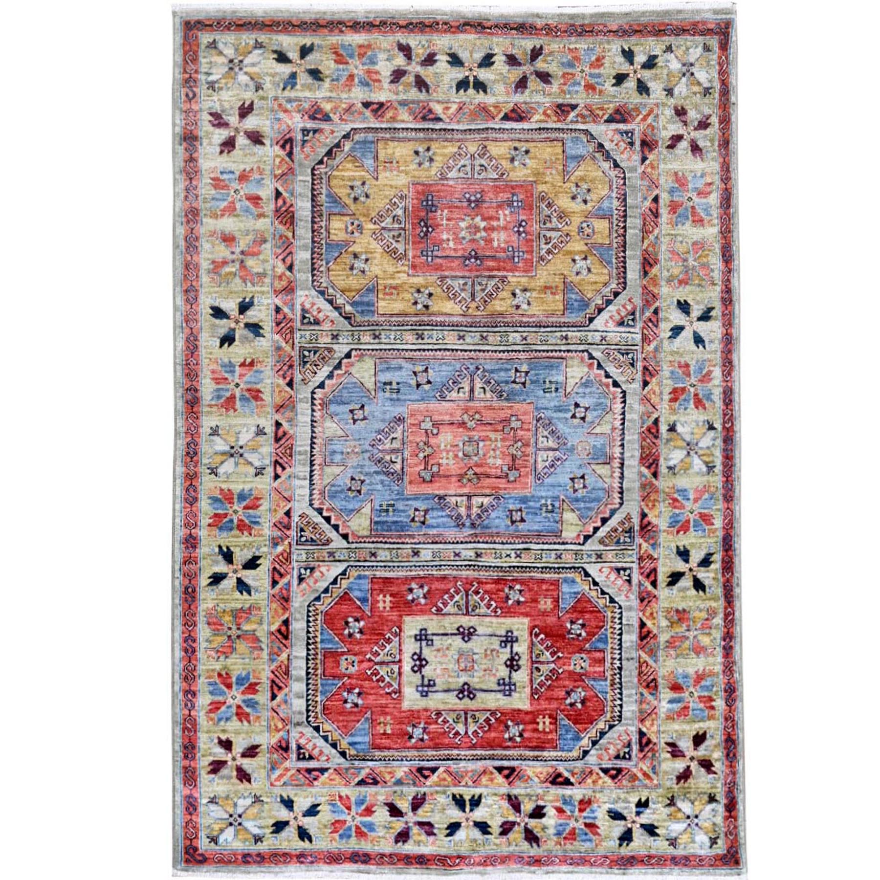 Caucasian Collection Hand Knotted Blue Rug No: 1132618