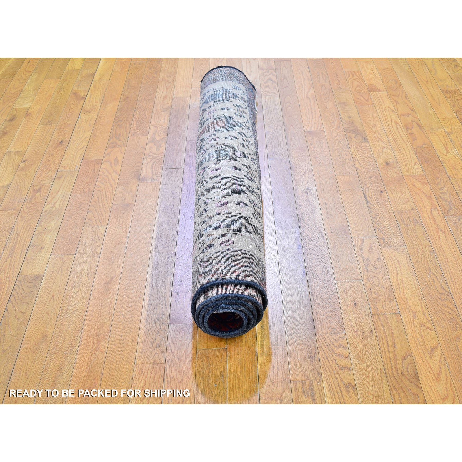 4'10"x7' Ivory Vintage North West Persian All Over Geometric Vase Design Pure Wool Hand Knotted Oriental Rug Sh66315