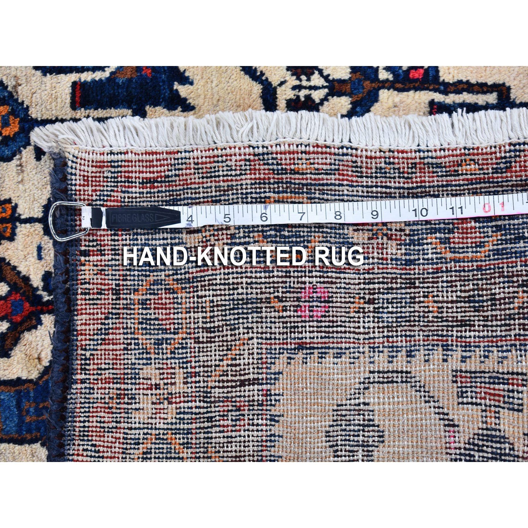 4'10"x7' Ivory Vintage North West Persian All Over Geometric Vase Design Pure Wool Hand Knotted Oriental Rug Sh66315