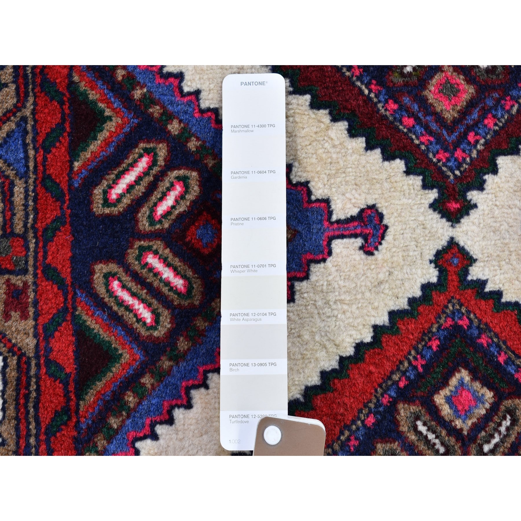 2'8"x4'1" New Persian Hamadan Geometric Medallions Design Pure Wool Ivory Hand Knotted Oriental Rug Sh66320