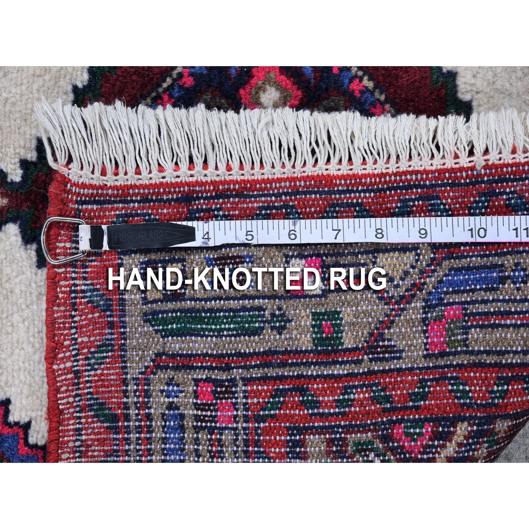 2'8"x4'1" New Persian Hamadan Geometric Medallions Design Pure Wool Ivory Hand Knotted Oriental Rug Sh66320