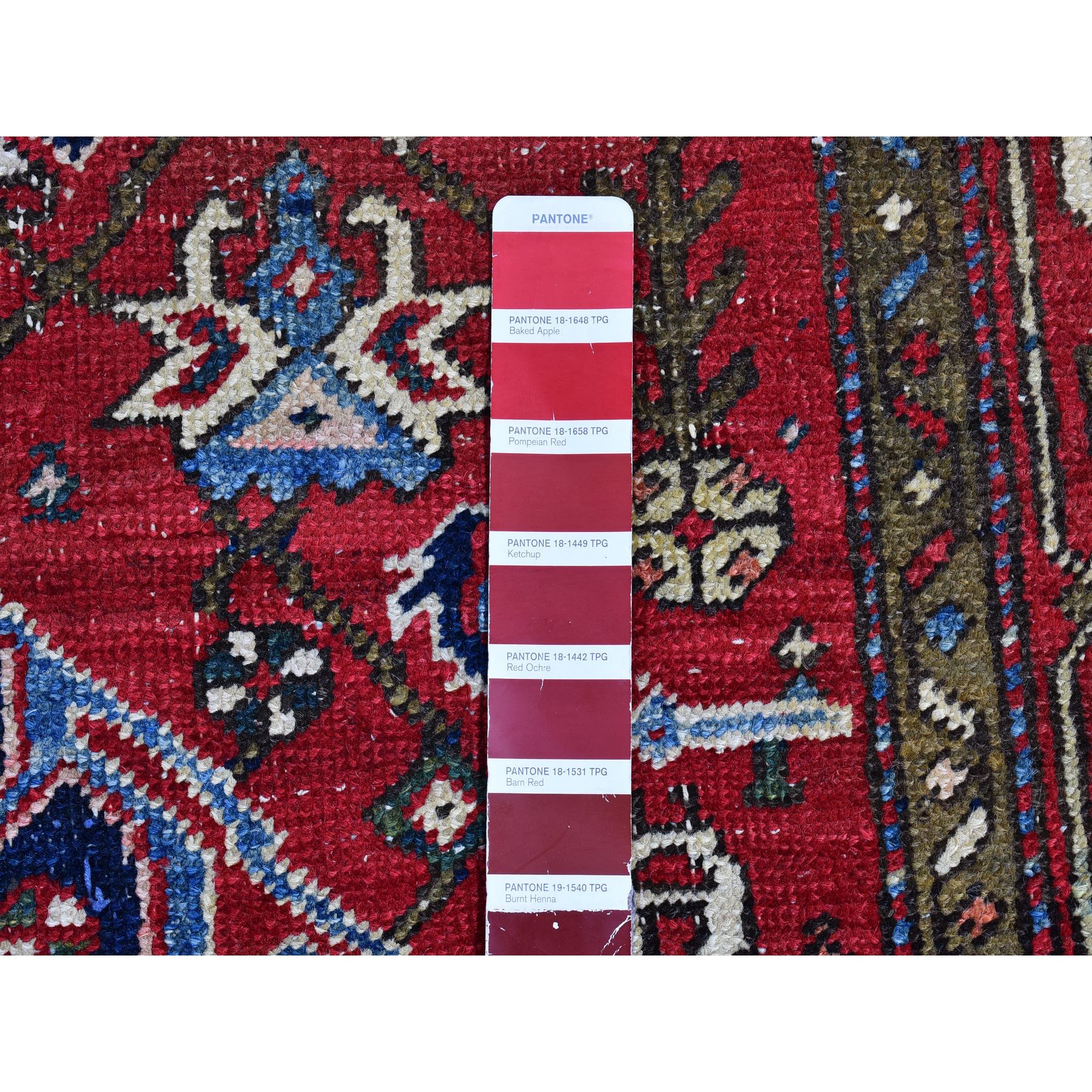 4'10"x5'10" Navy Blue Antique Persian Heriz Smaller Rare Size Natural Wool Good Condition and Clean Hand Knotted Oriental Rug Sh66322
