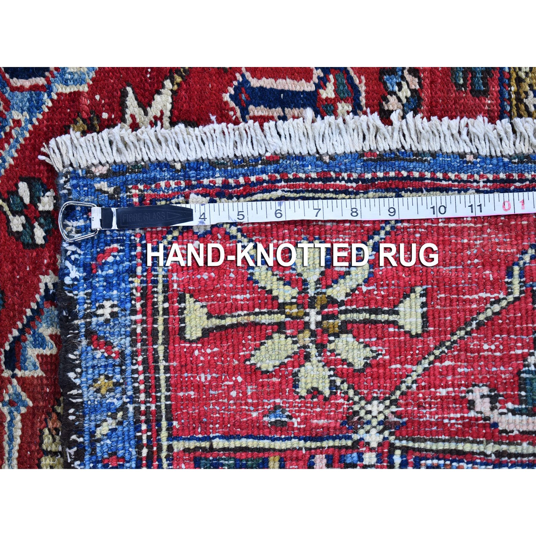 4'10"x5'10" Navy Blue Antique Persian Heriz Smaller Rare Size Natural Wool Good Condition and Clean Hand Knotted Oriental Rug Sh66322