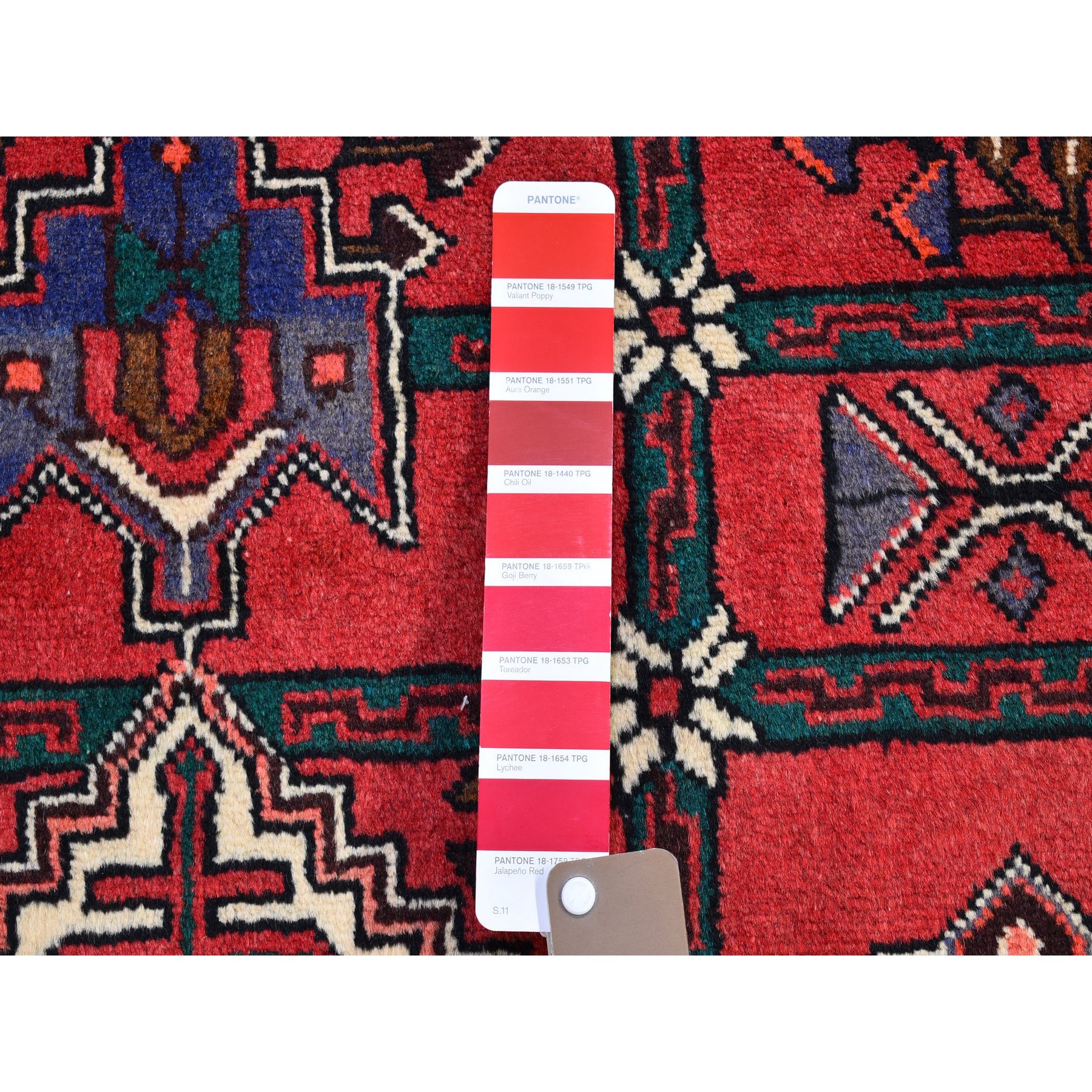 3'5"x4'10" Rural Village Vintage Persian Hamadan In Mint Condition Clean Geometric Design Pure Wool Hand Knotted Oriental Rug Sh66326